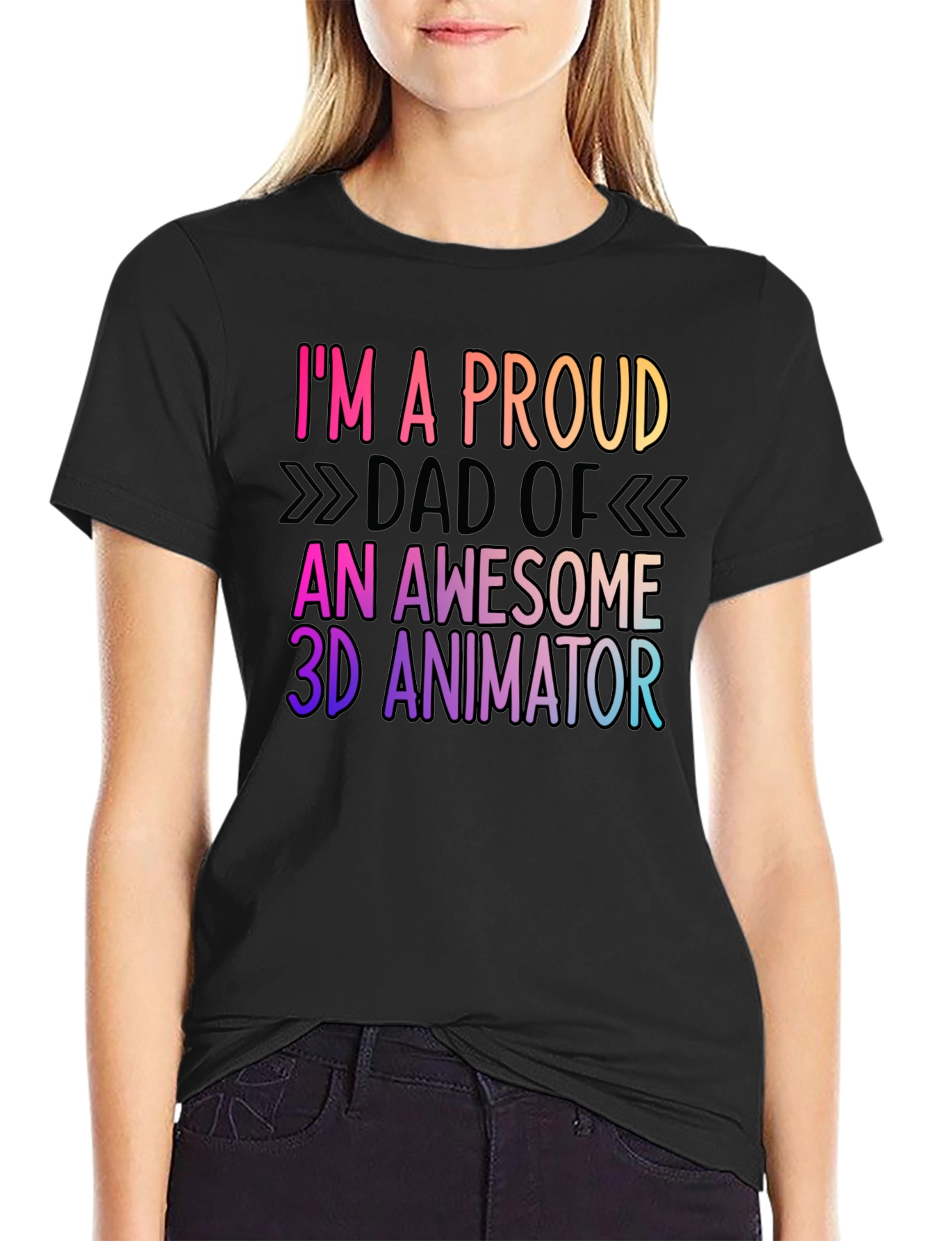 Proud Dad of 3D Animator Black T-Shirt