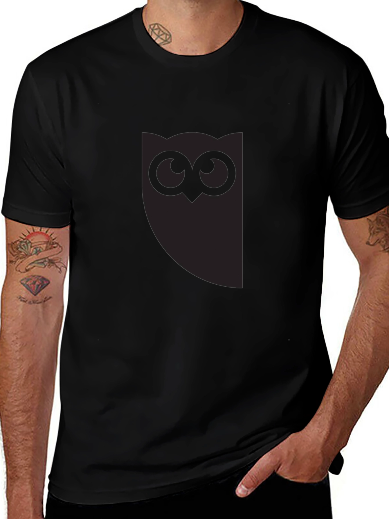 Mens Black Owl Graphic Tee - Stylish Casual Wear