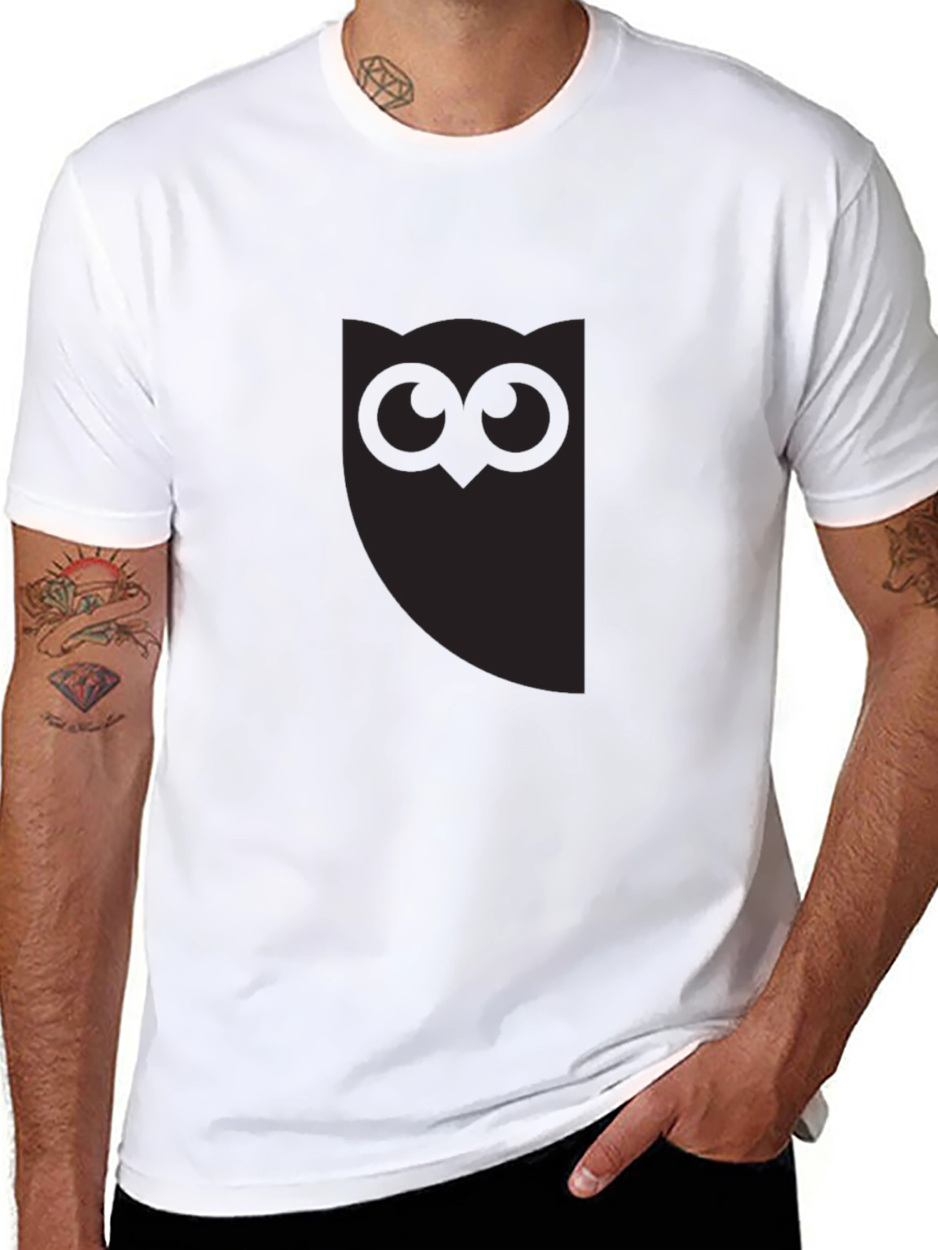 Mens Black Owl Graphic Tee - Stylish Casual Wear