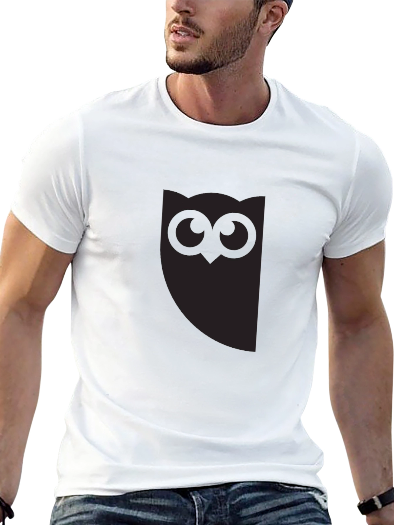 Mens Black Owl Graphic Tee - Stylish Casual Wear