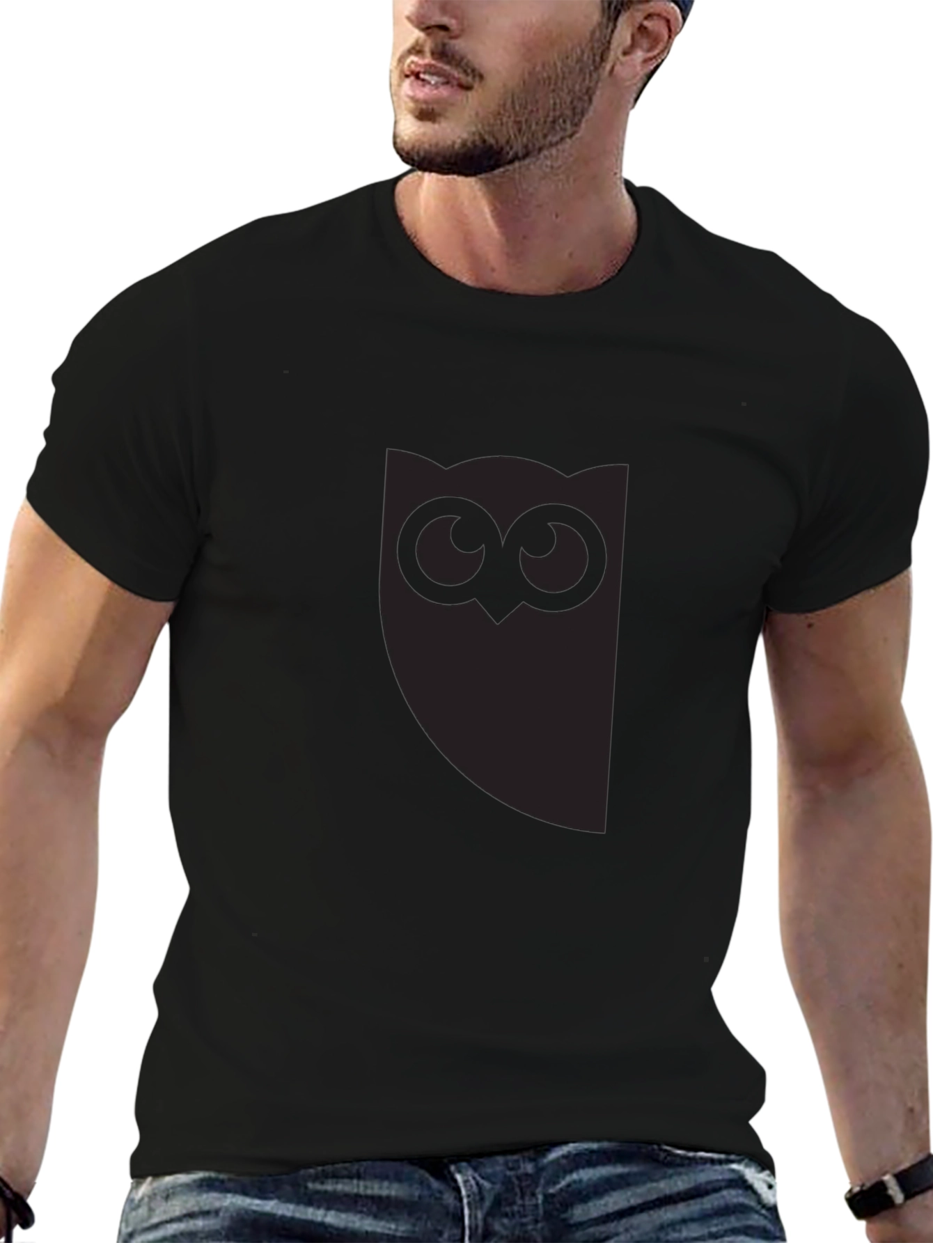 Mens Black Owl Graphic Tee - Stylish Casual Wear