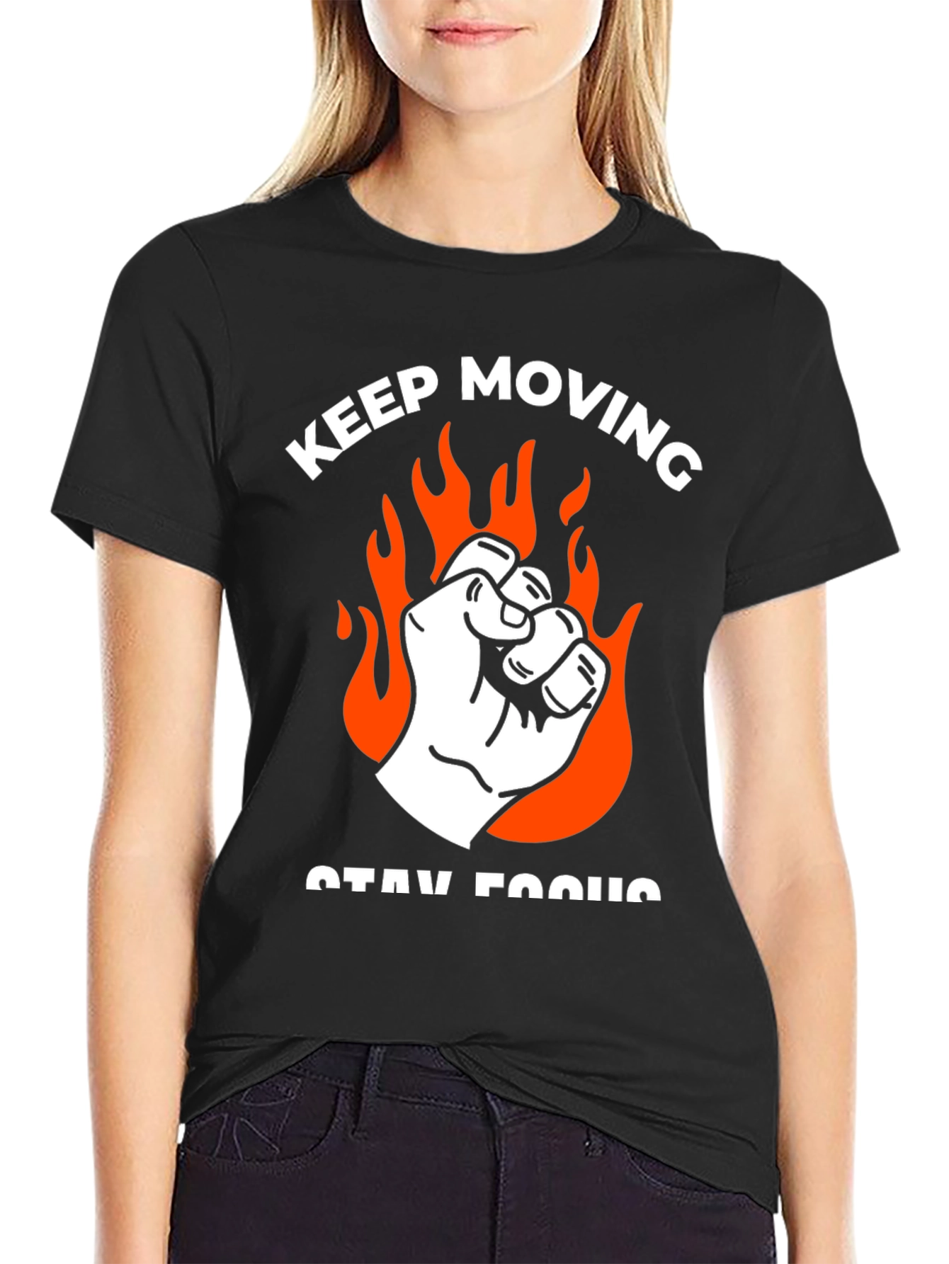 Keep Moving Graphic Tee - Black Cotton T-Shirt