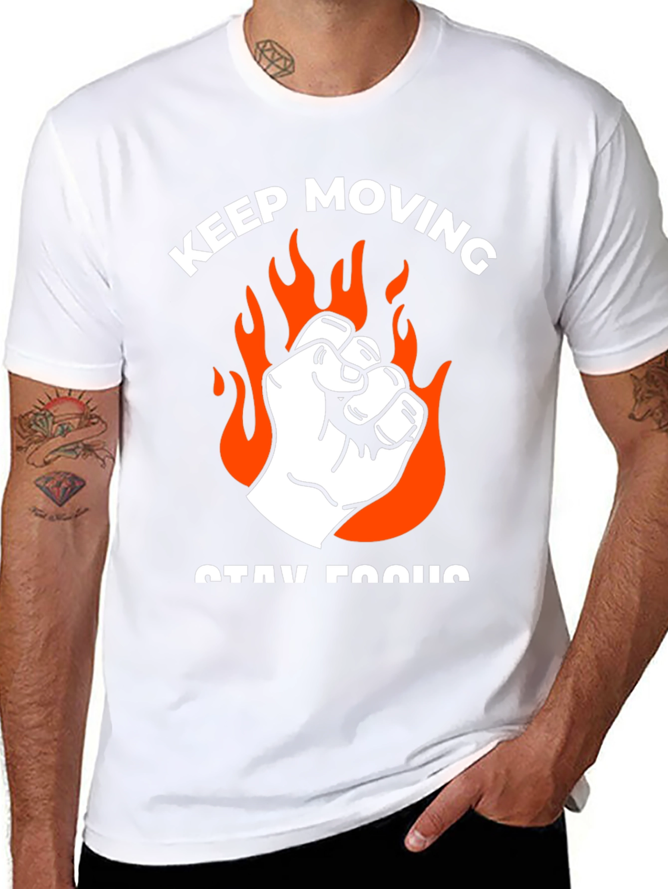 Keep Moving Graphic Tee - Black Cotton T-Shirt