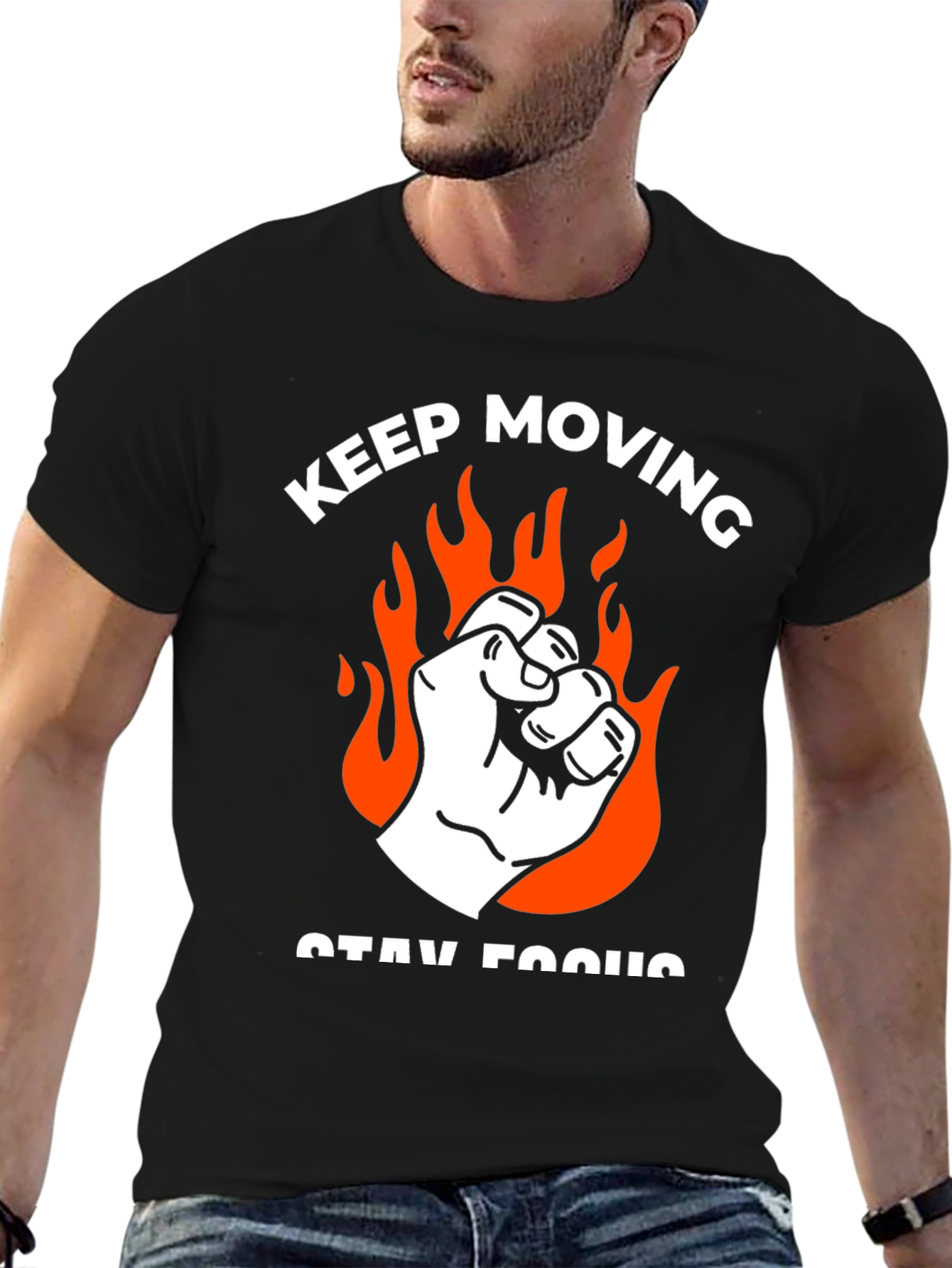 Keep Moving Graphic Tee - Black Cotton T-Shirt
