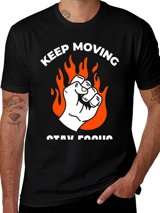 Keep Moving Graphic Tee - Black Cotton T-Shirt