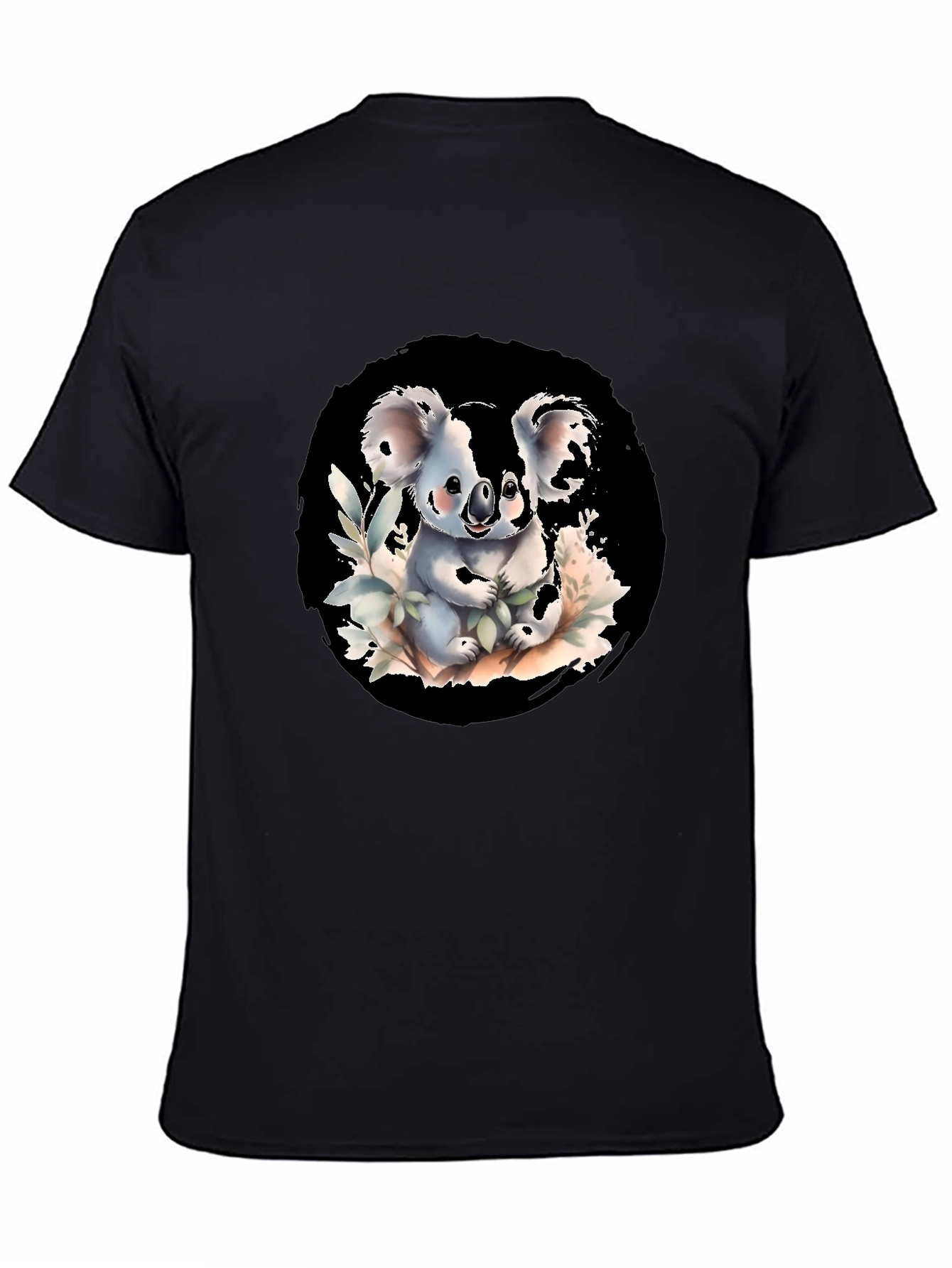 Cute Koala Graphic Tee - Black Cotton Blend Shirt