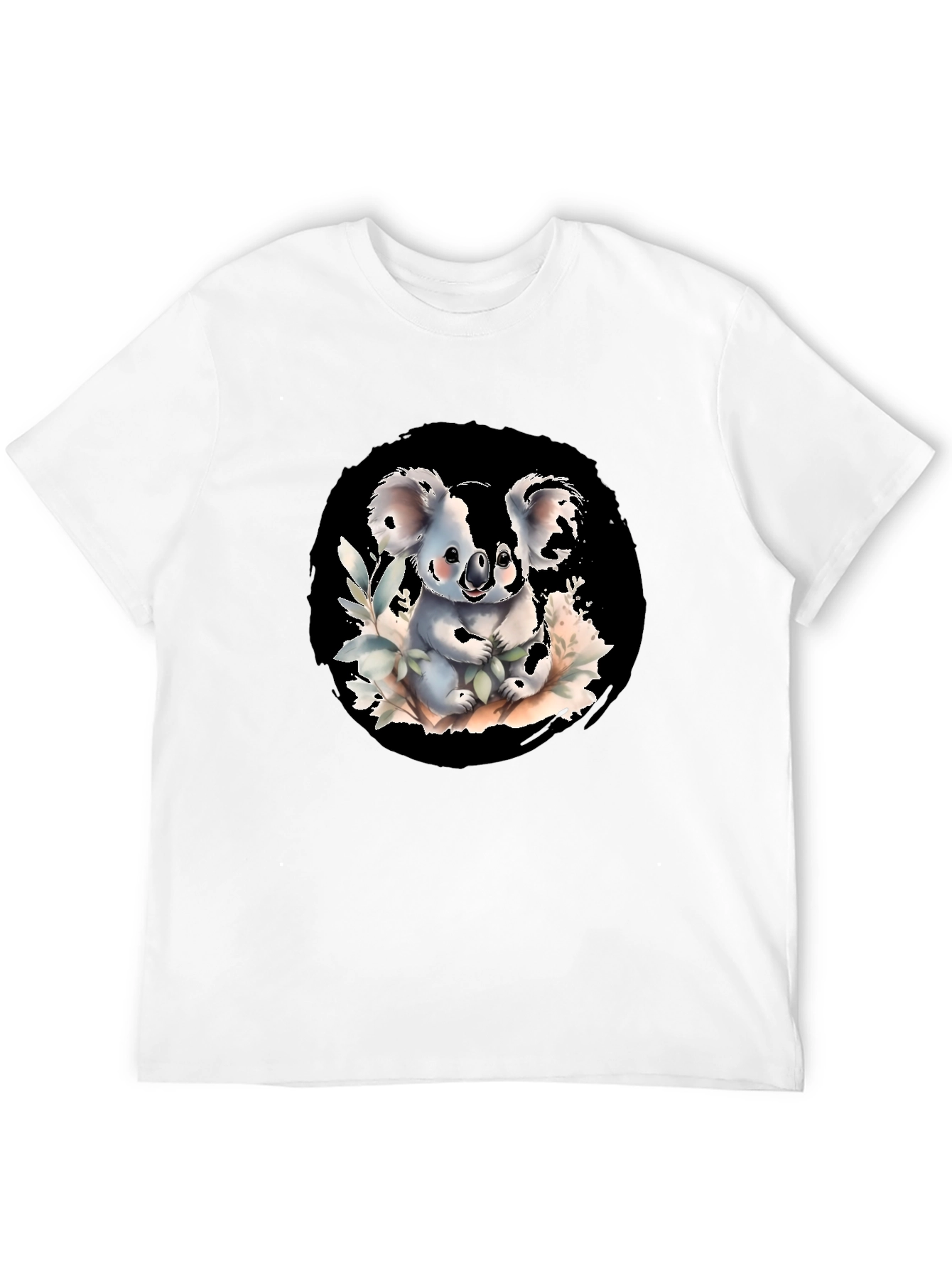 Cute Koala Graphic Tee - Black Cotton Blend Shirt