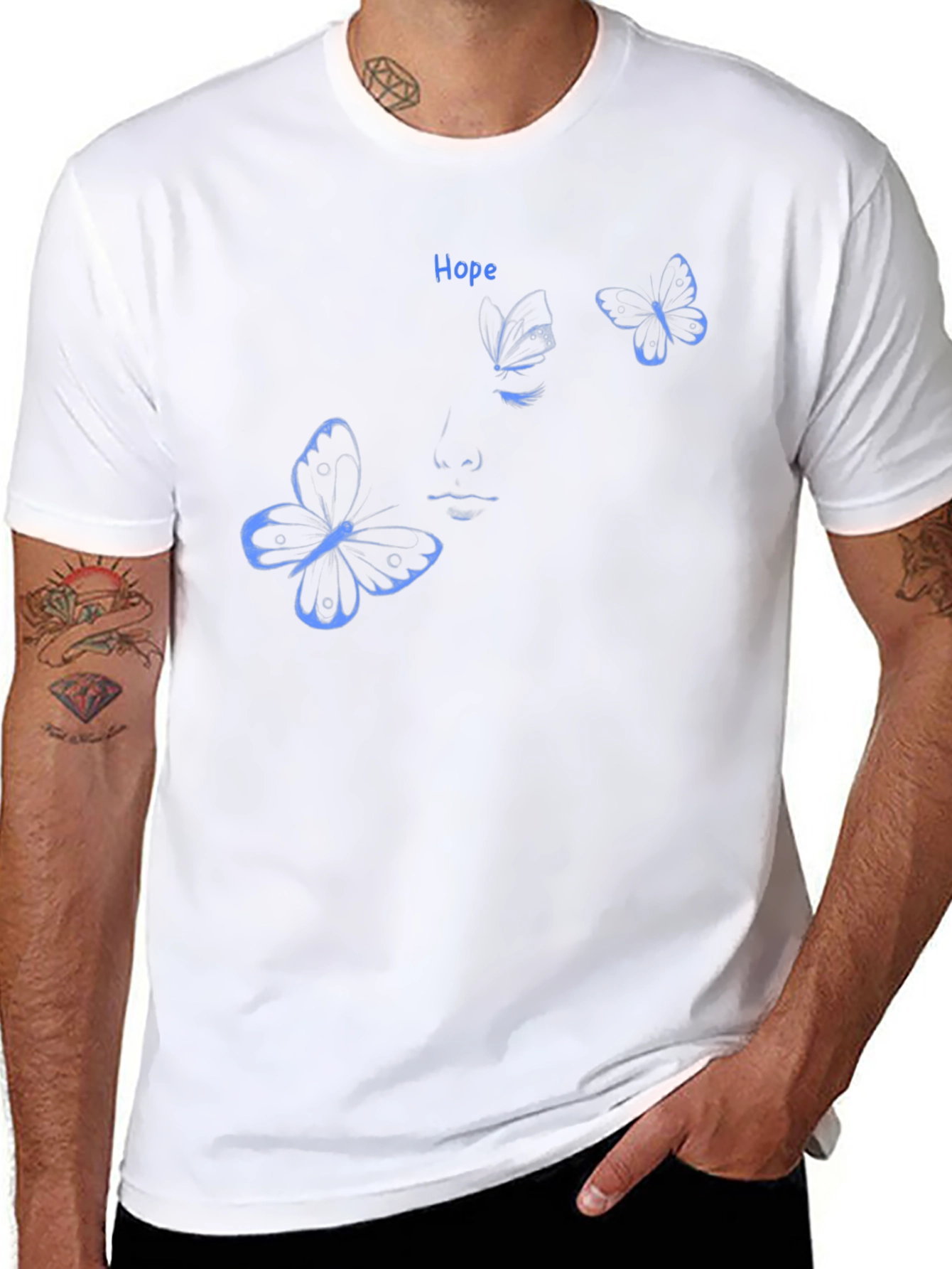 Hope Butterfly Graphic Black T-Shirt
