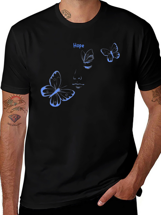 Hope Butterfly Graphic Black T-Shirt