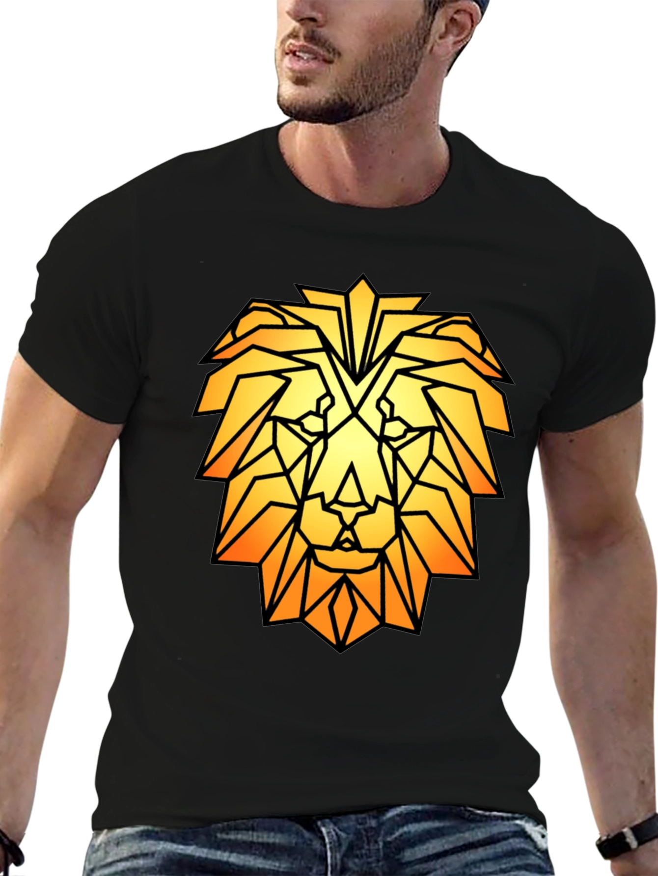 Geometric Lion Graphic Tee - Modern Style