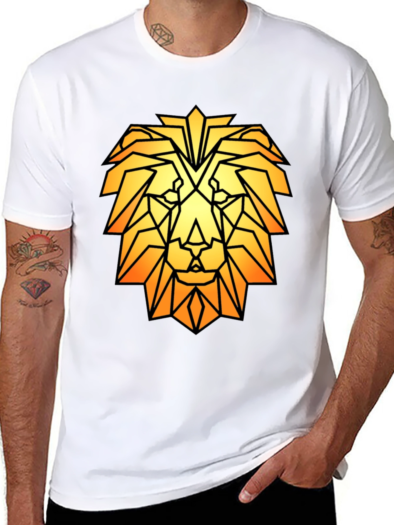 Geometric Lion Graphic Tee - Modern Style