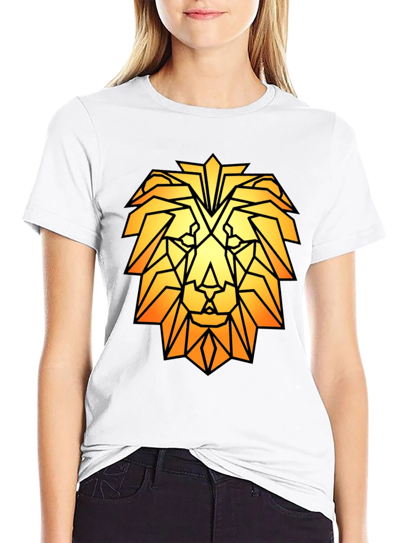 Geometric Lion Graphic Tee - Modern Style