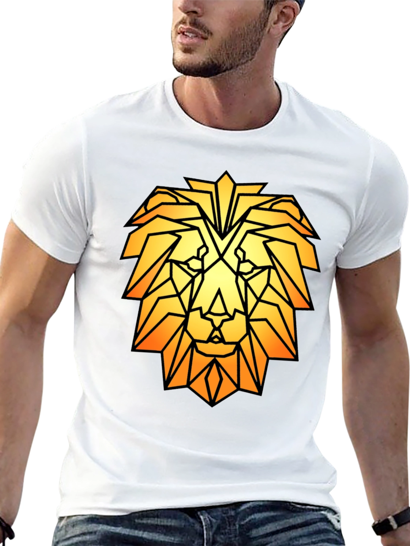 Geometric Lion Graphic Tee - Modern Style