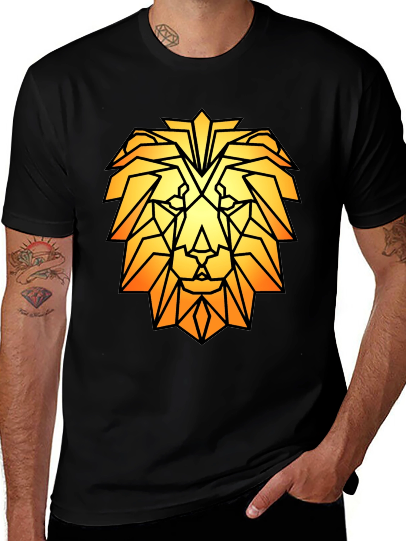 Geometric Lion Graphic Tee - Modern Style