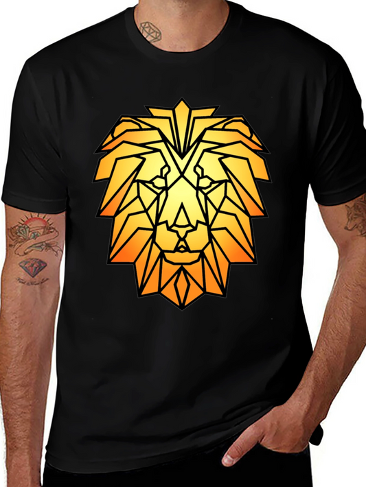 Geometric Lion Graphic Tee - Modern Style