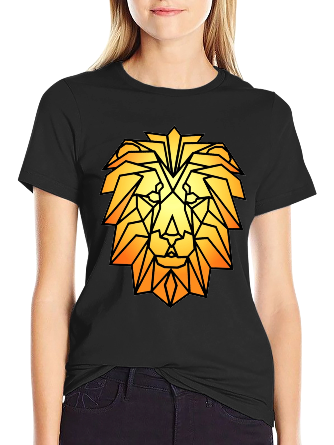 Geometric Lion Graphic Tee - Modern Style