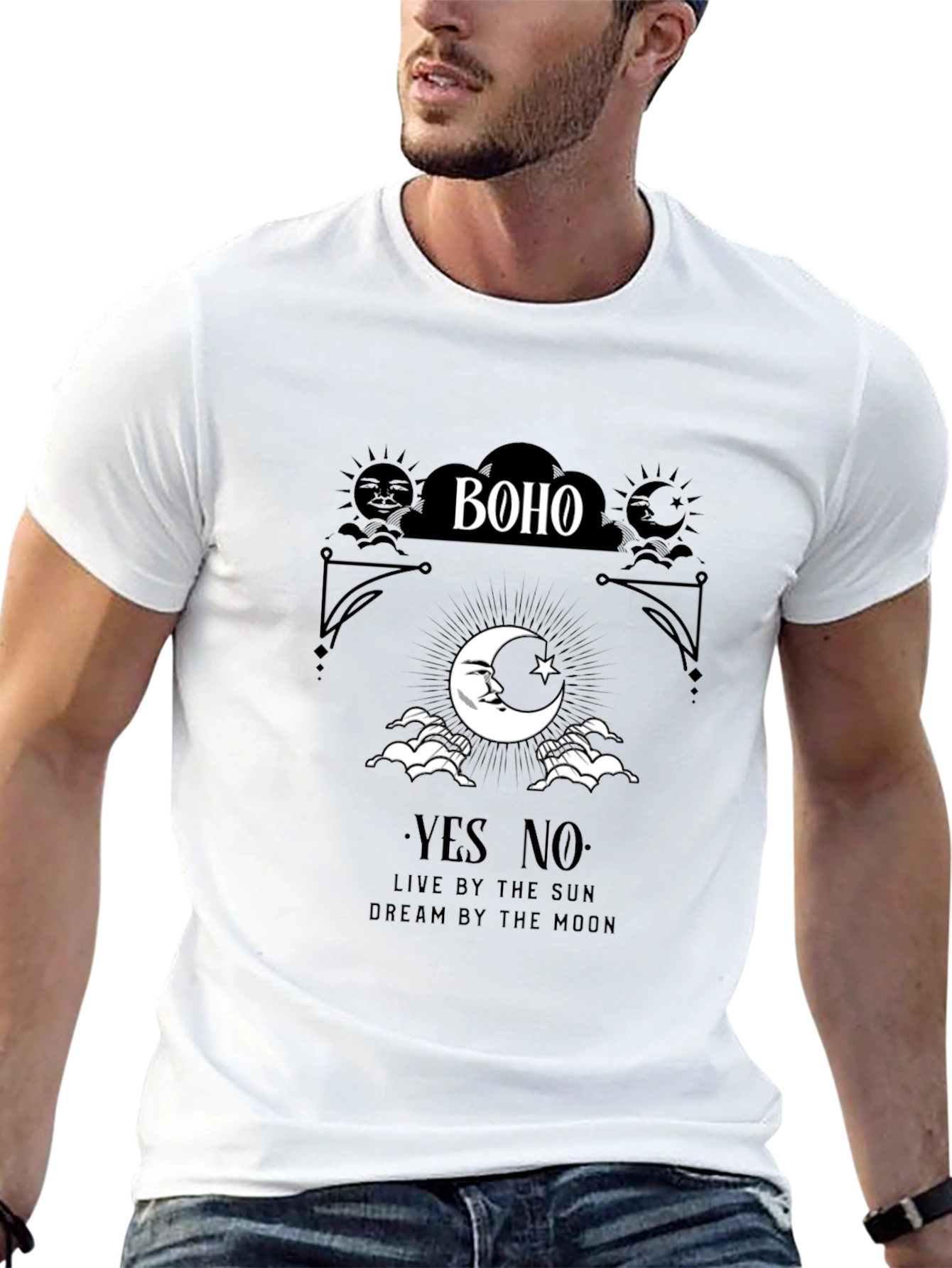 Boho Sun & Moon Graphic Tee - Dreamy Vibes