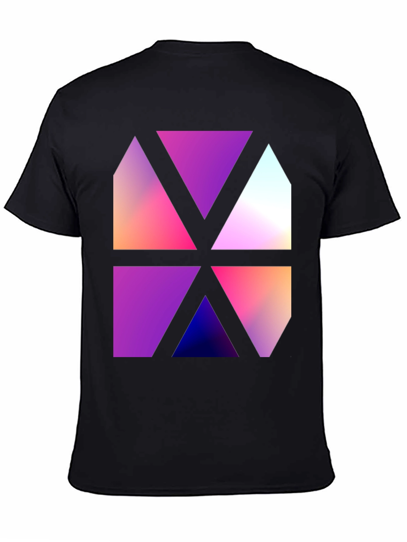 Abstract Geometric Triangle Graphic Black T-Shirt