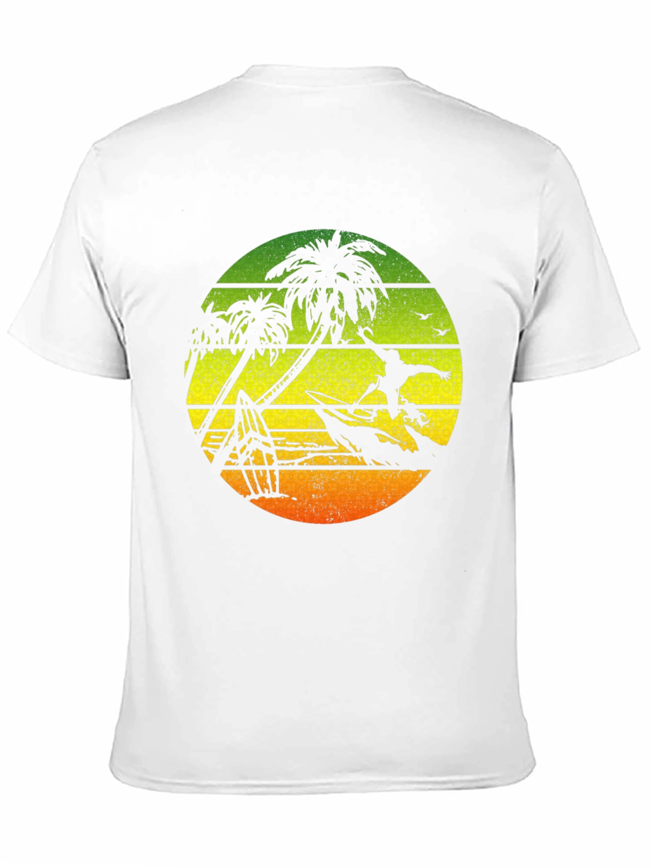 Surfing Palm Tree Graphic T-Shirt - Black