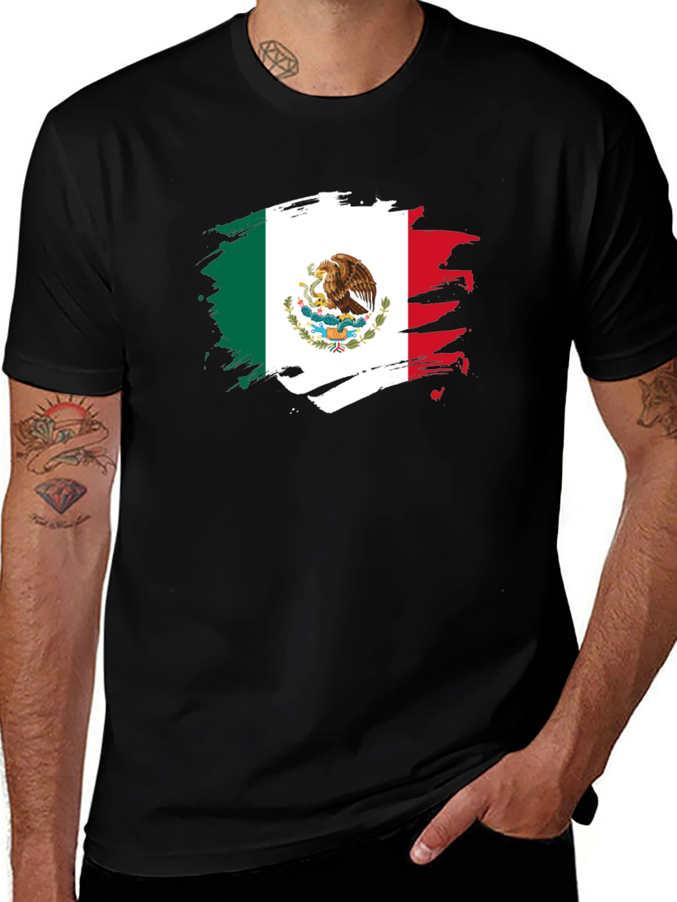 Mexico Flag T-Shirt - Black Graphic Tee