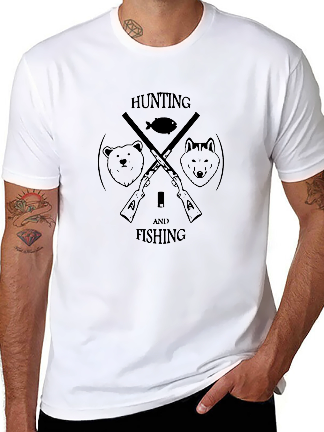 Hunting and Fishing Black Graphic Tee