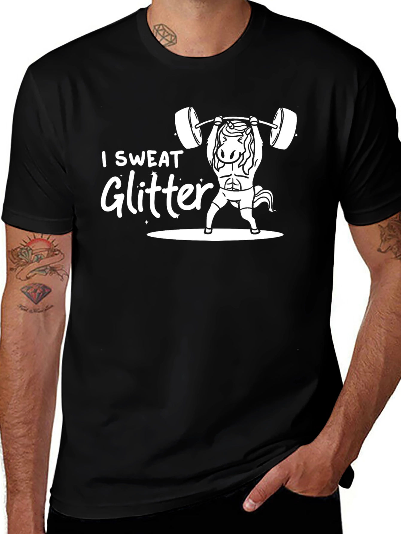 I Sweat Glitter Unicorn Gym T-Shirt