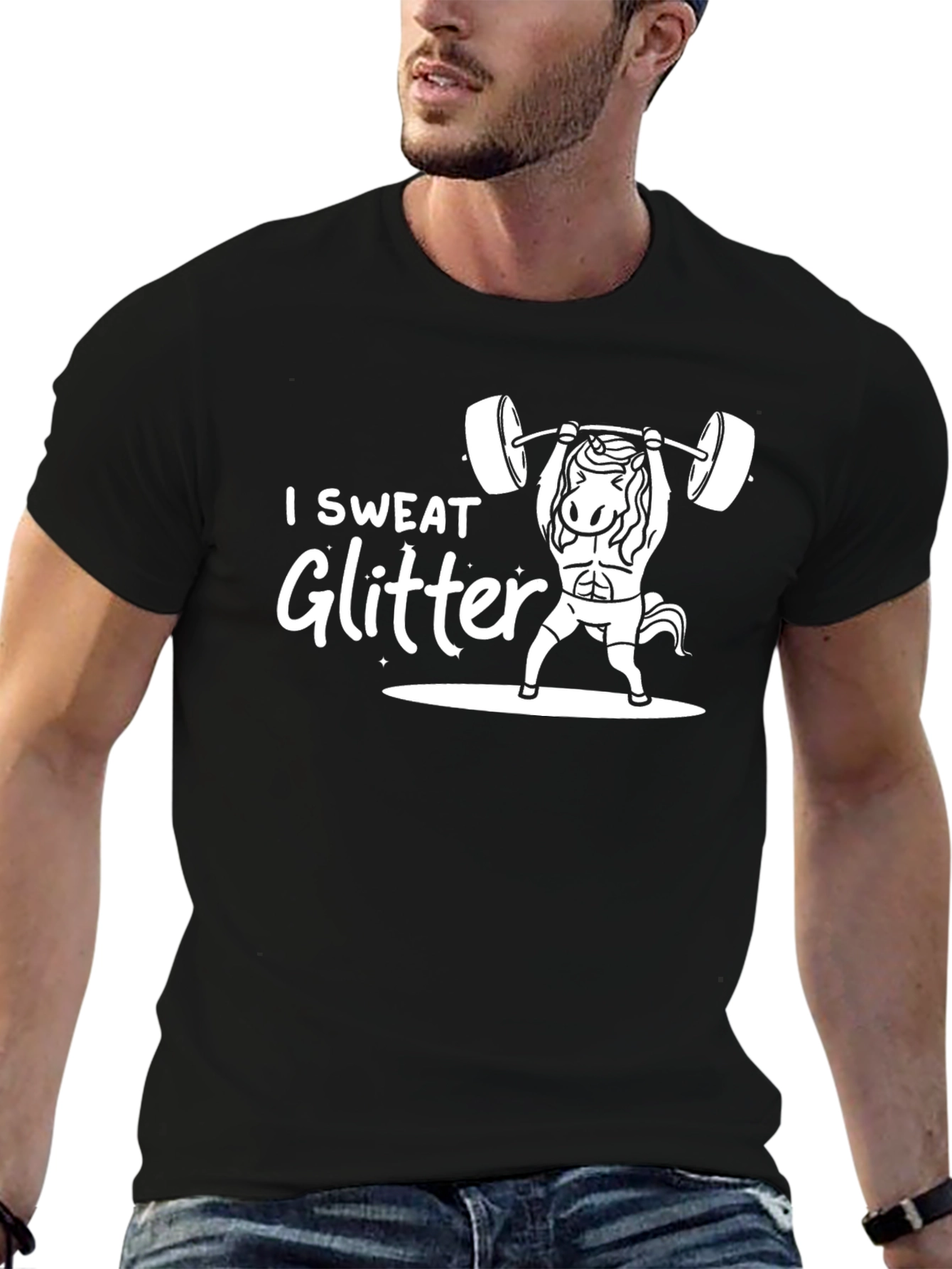 I Sweat Glitter Unicorn Gym T-Shirt