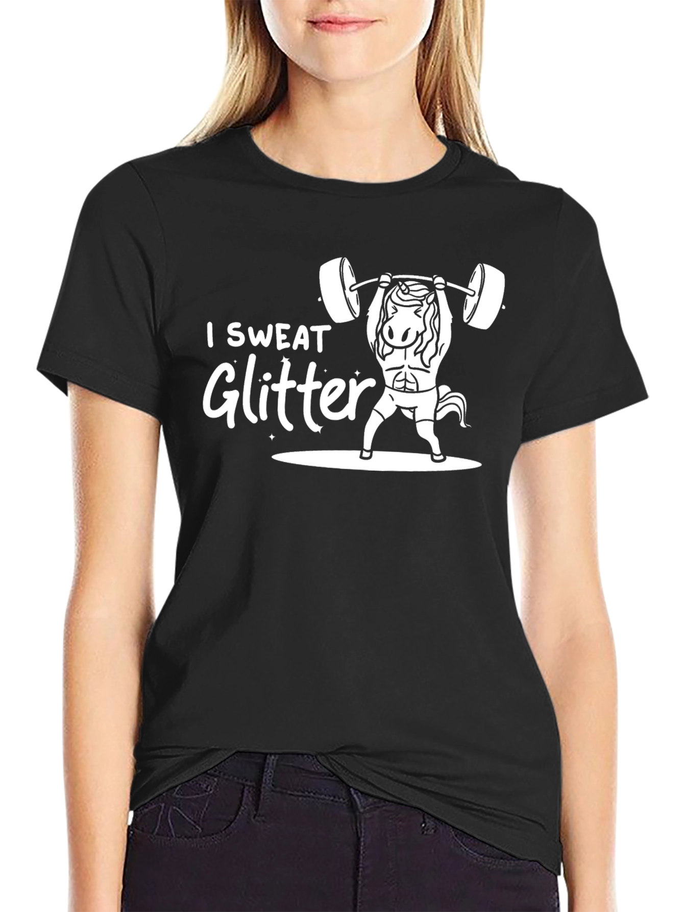 I Sweat Glitter Unicorn Gym T-Shirt