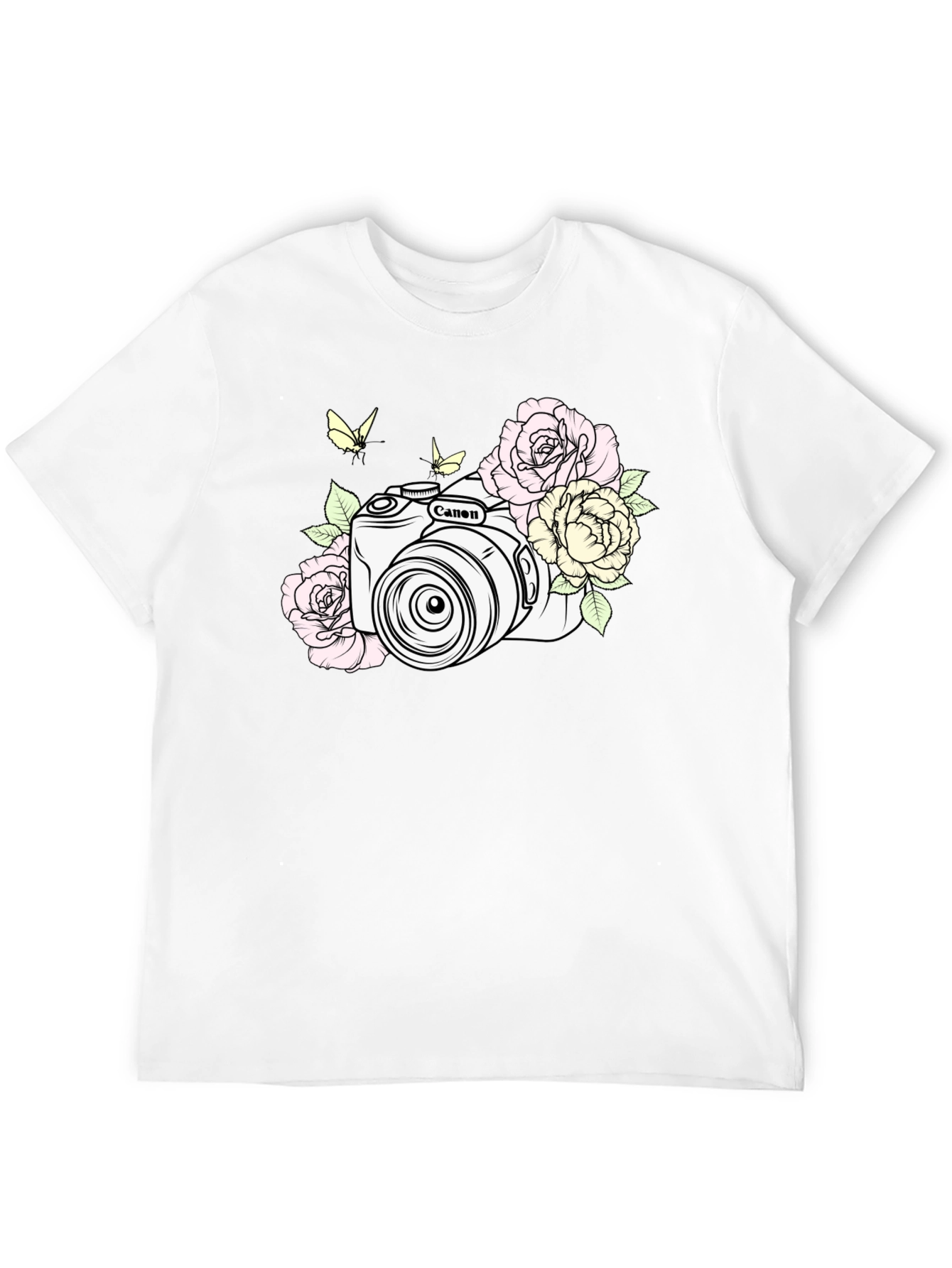 Camera & Roses Black Graphic Tee