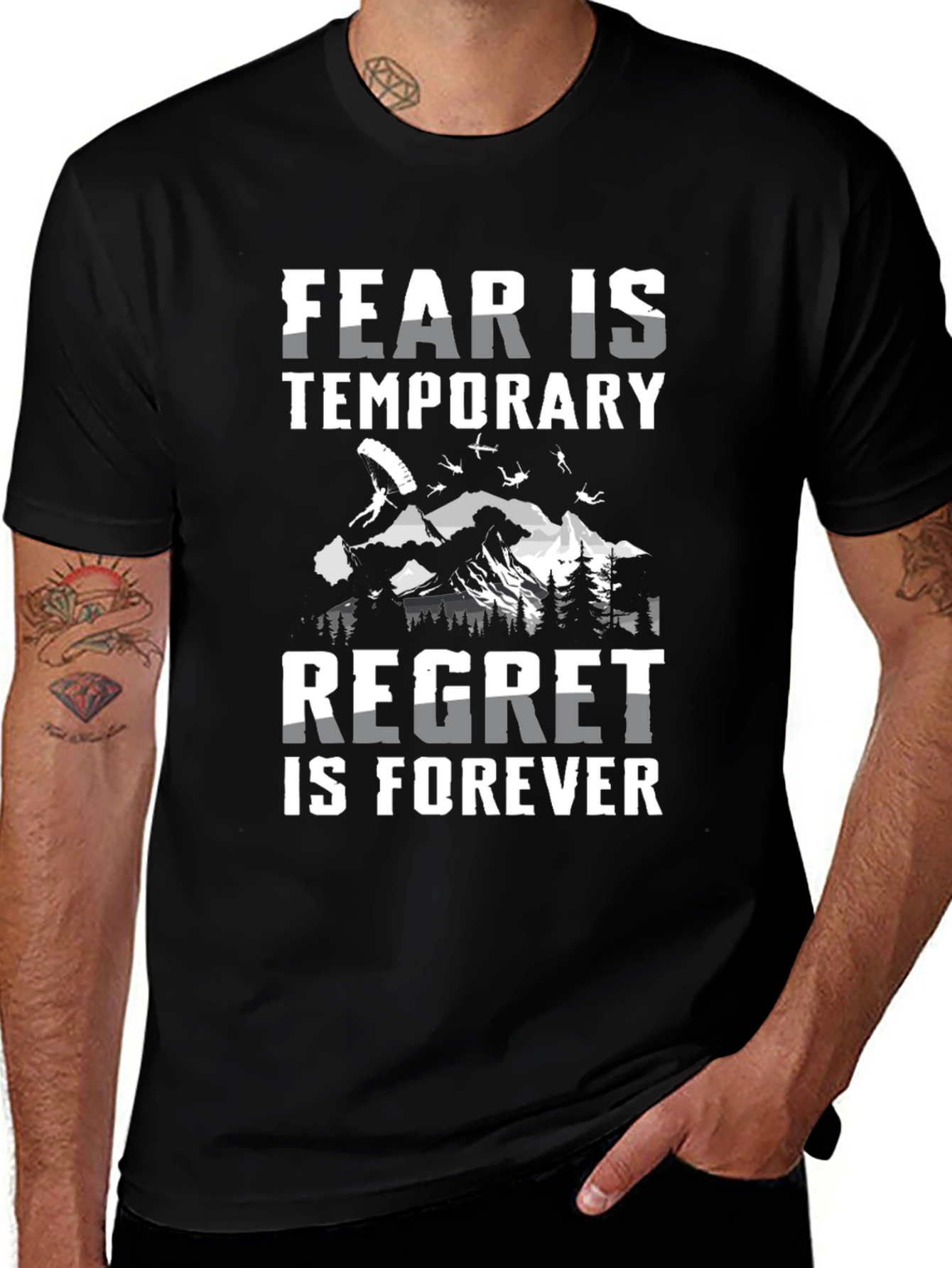 Fear is Temporary T-Shirt - Skydiving Adventure Tee