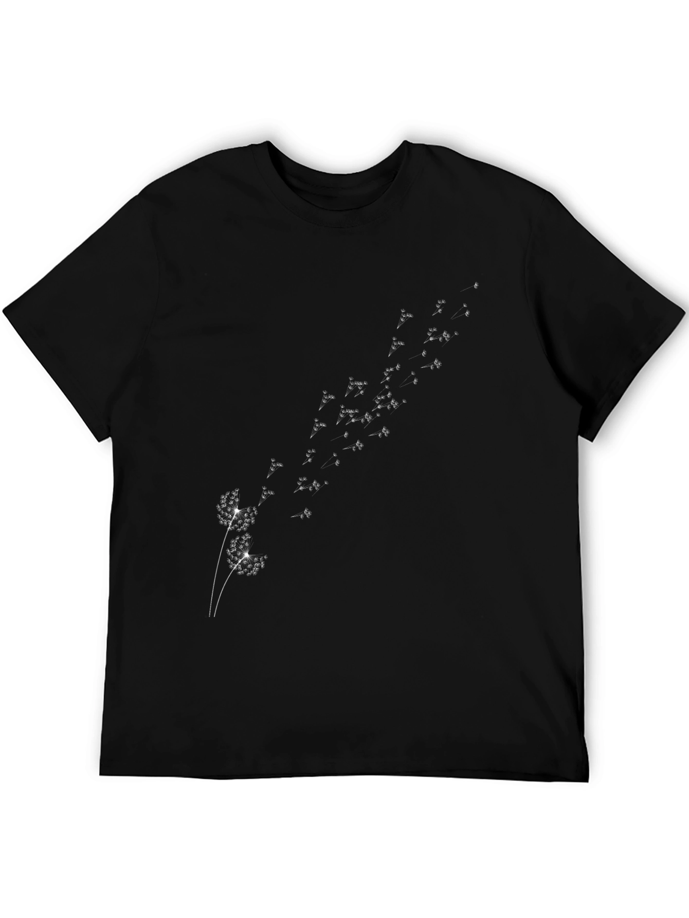 Dandelion Print Black T-Shirt