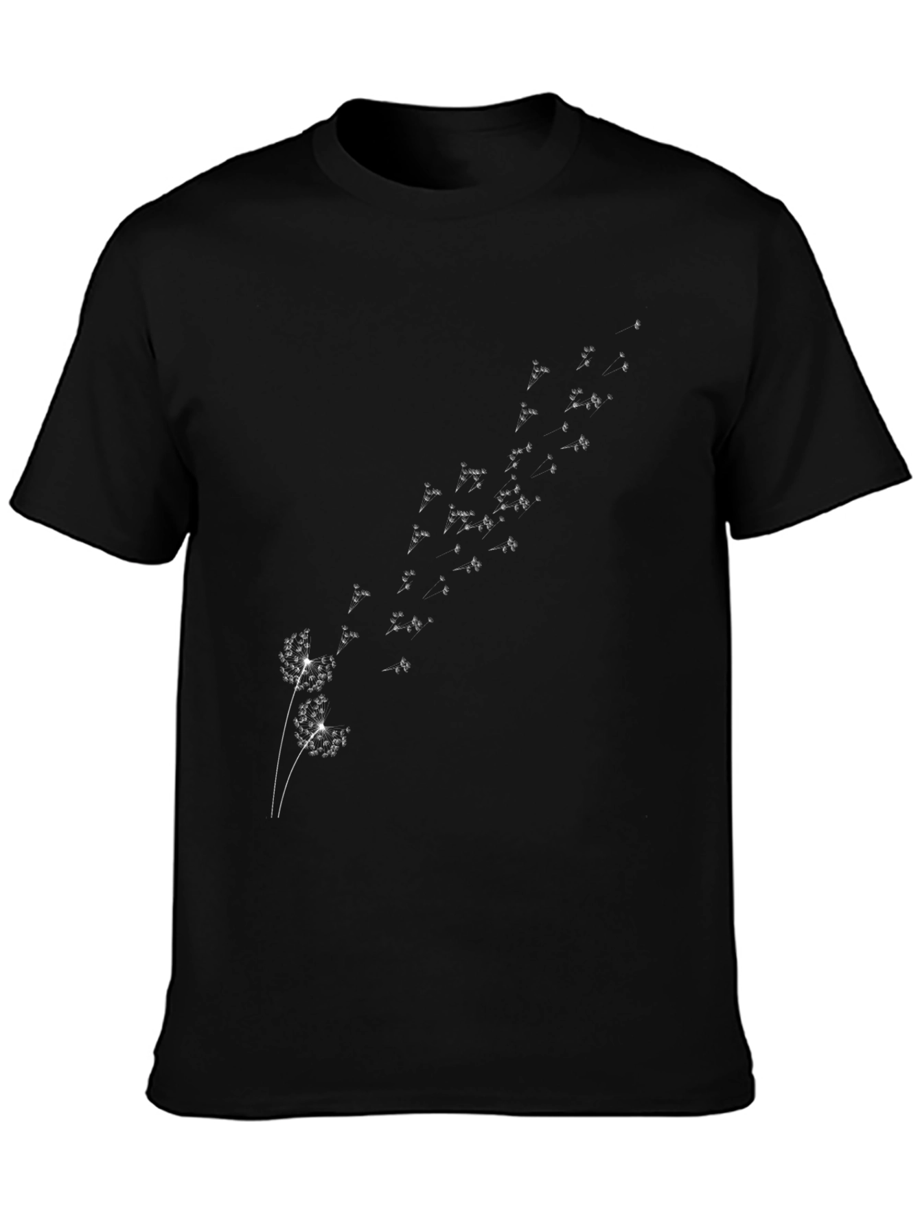 Dandelion Print Black T-Shirt