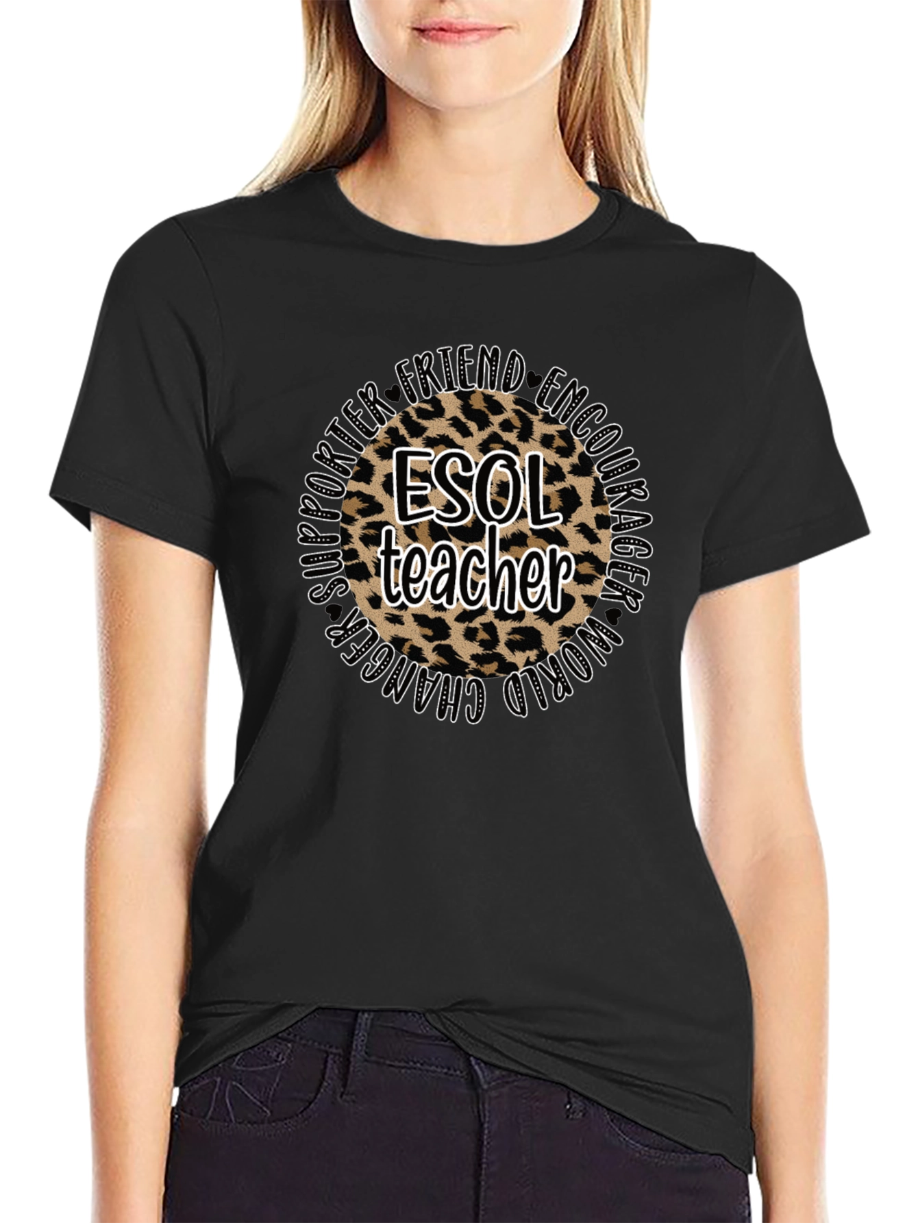 ESOL Teacher Leopard Print Graphic Tee