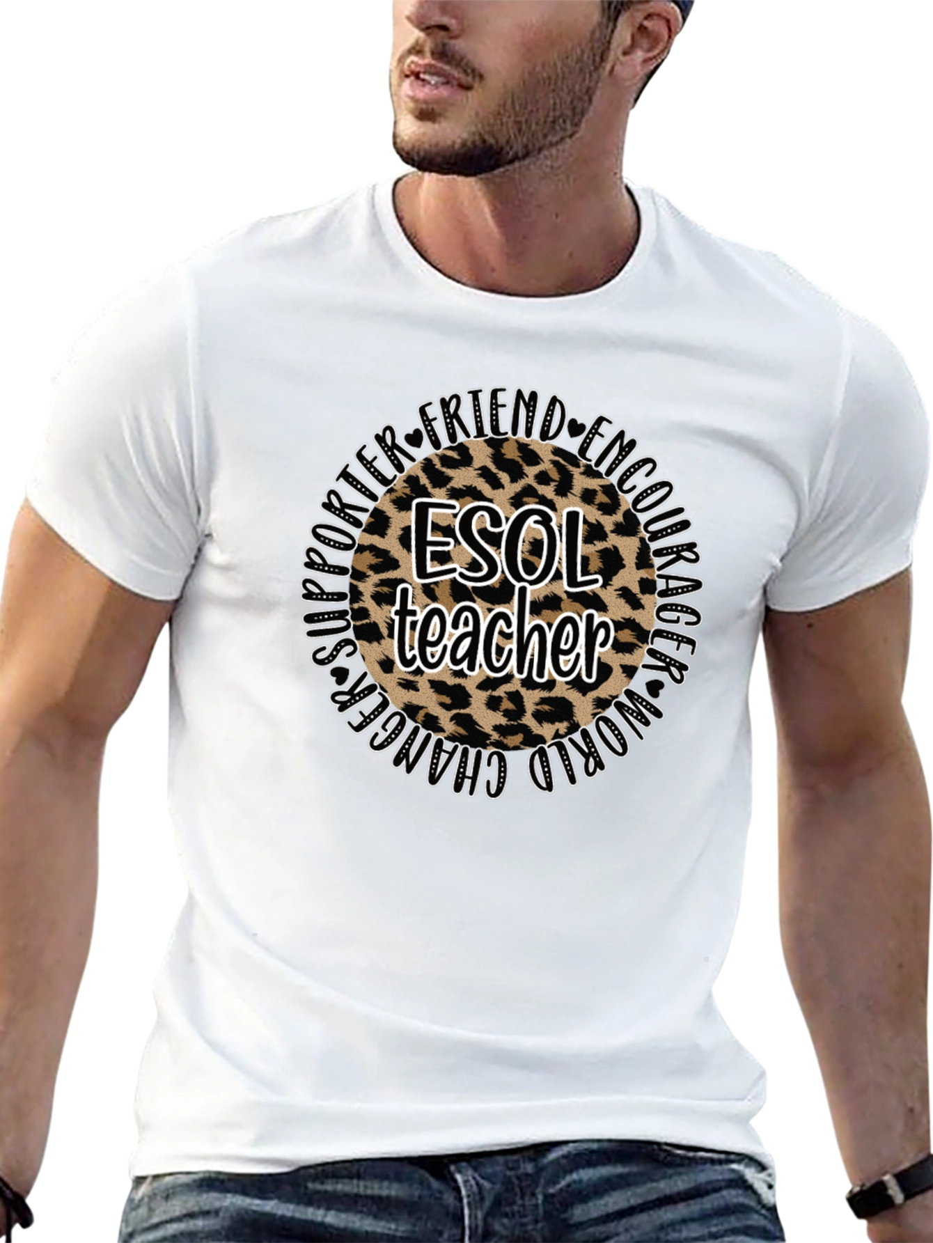ESOL Teacher Leopard Print Graphic Tee
