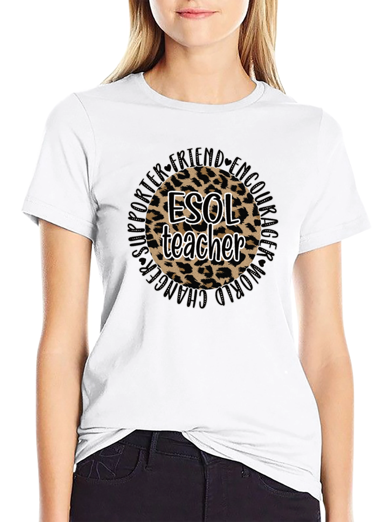 ESOL Teacher Leopard Print Graphic Tee