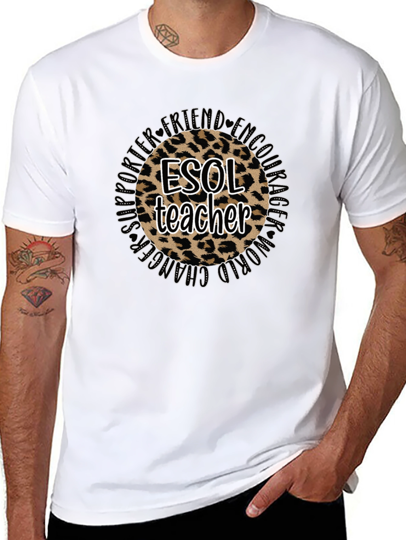 ESOL Teacher Leopard Print Graphic Tee