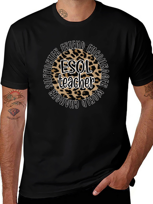 ESOL Teacher Leopard Print Graphic Tee
