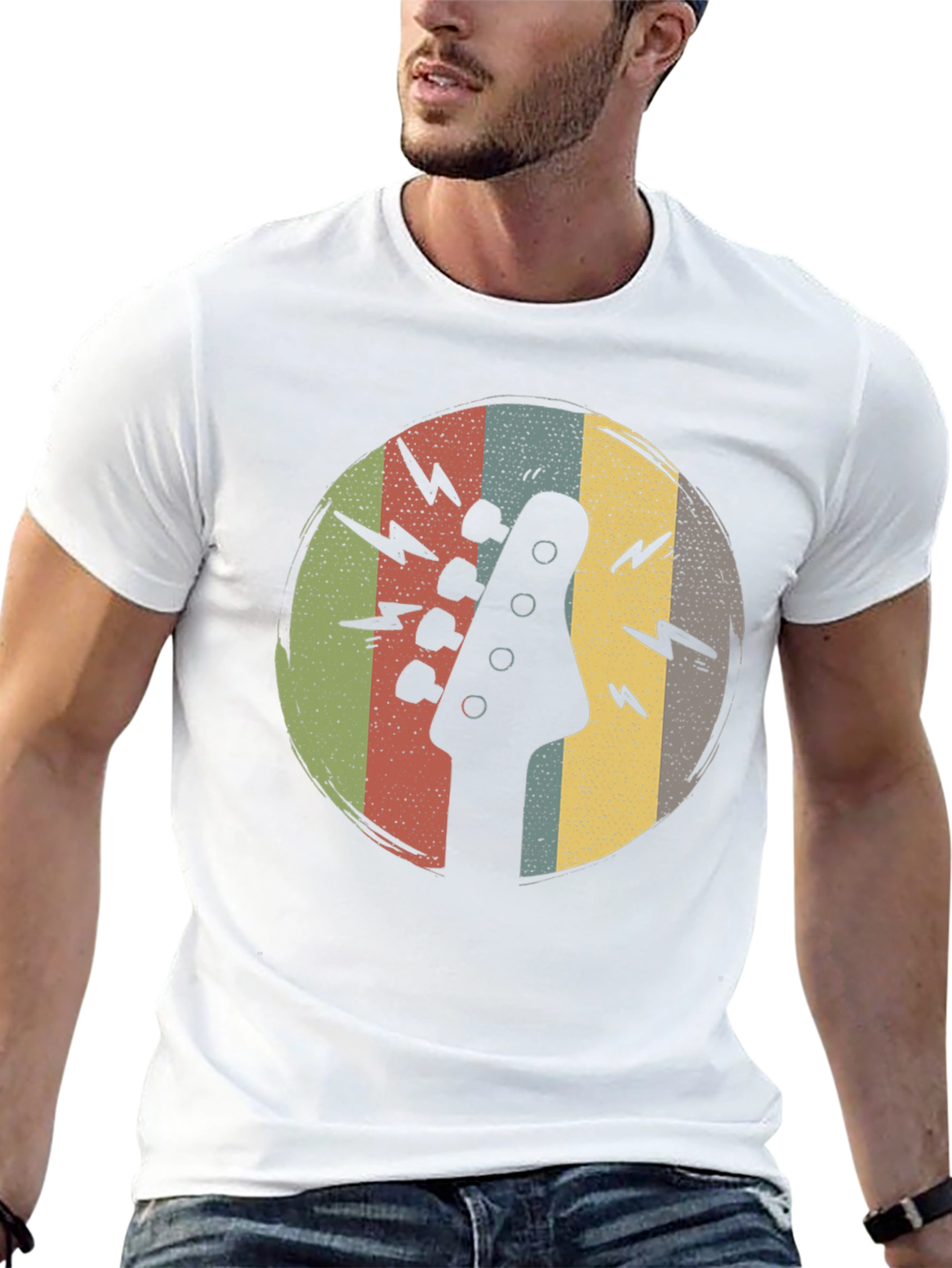 Retro Guitar Headstock Graphic T-Shirt