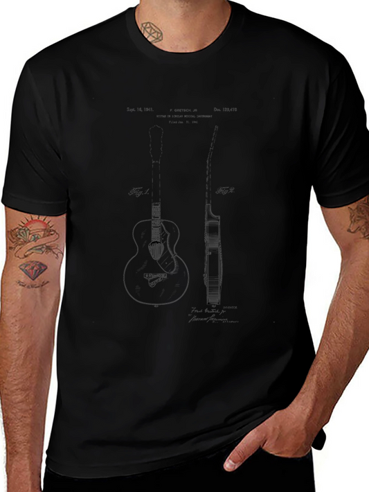 Guitar Patent Print T-Shirt - Musician Tee