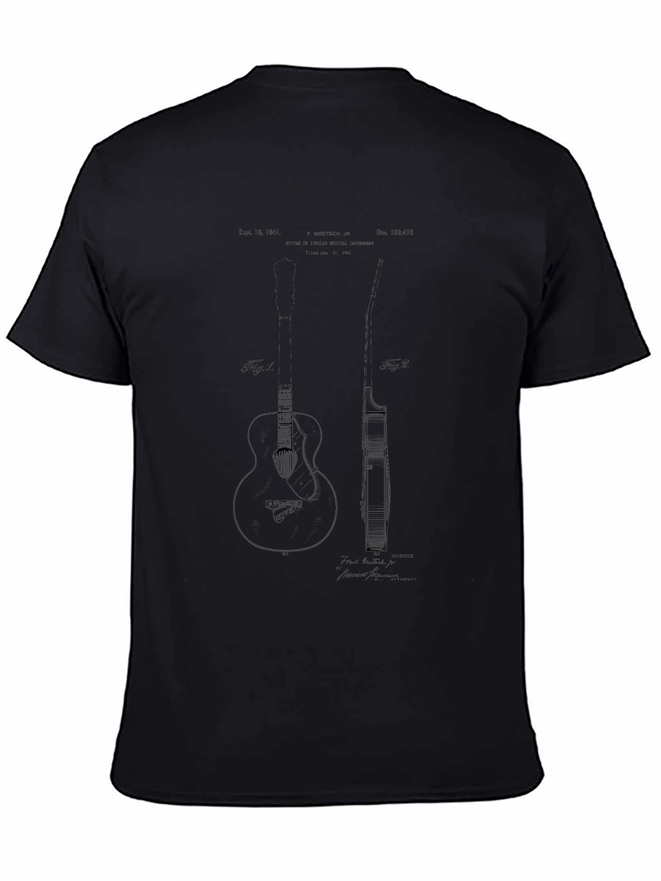 Guitar Patent Print T-Shirt - Musician Tee