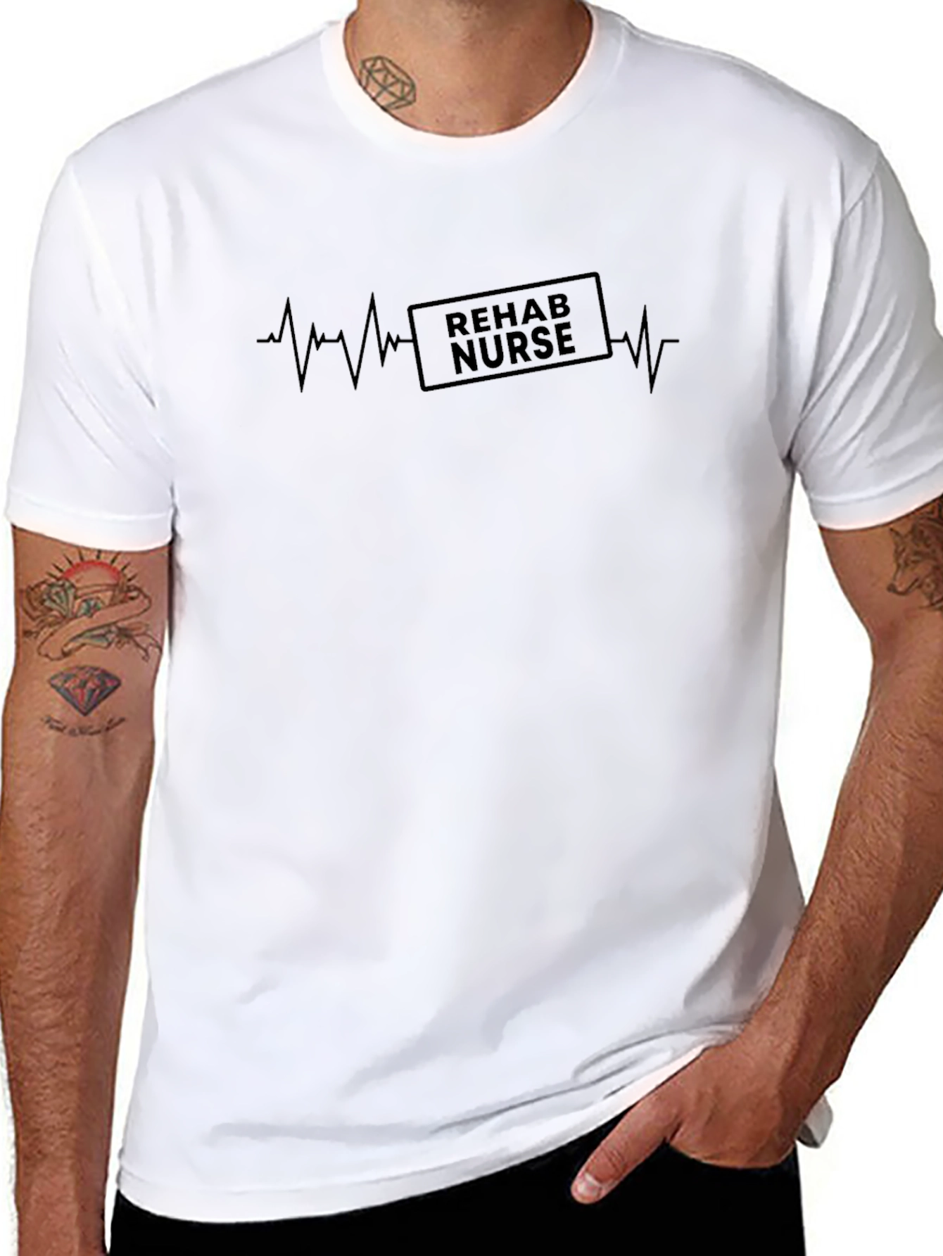 Rehab Nurse Heartbeat T-Shirt - Medical Profession Tee