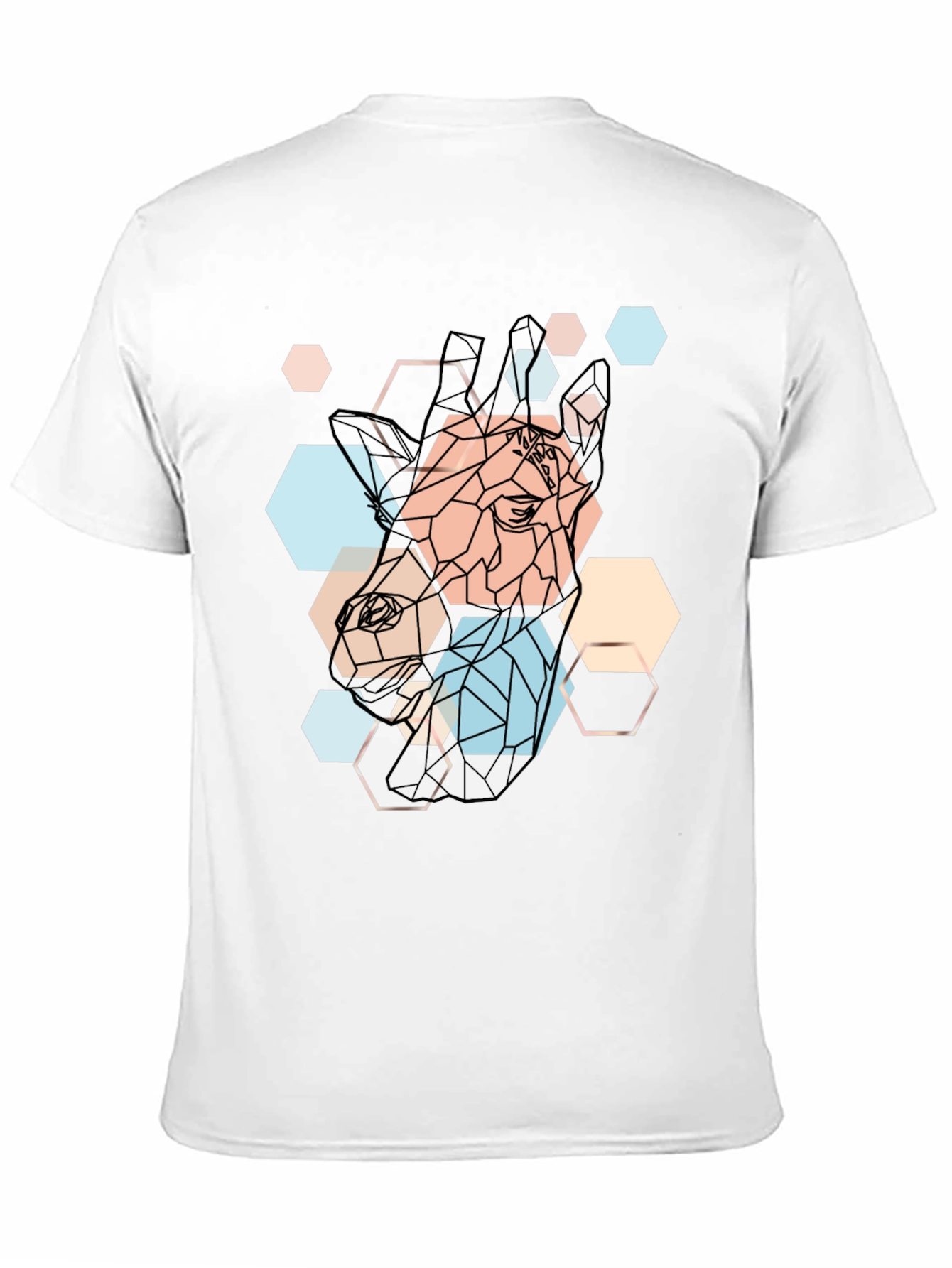 Geometric Giraffe Print Black T-Shirt