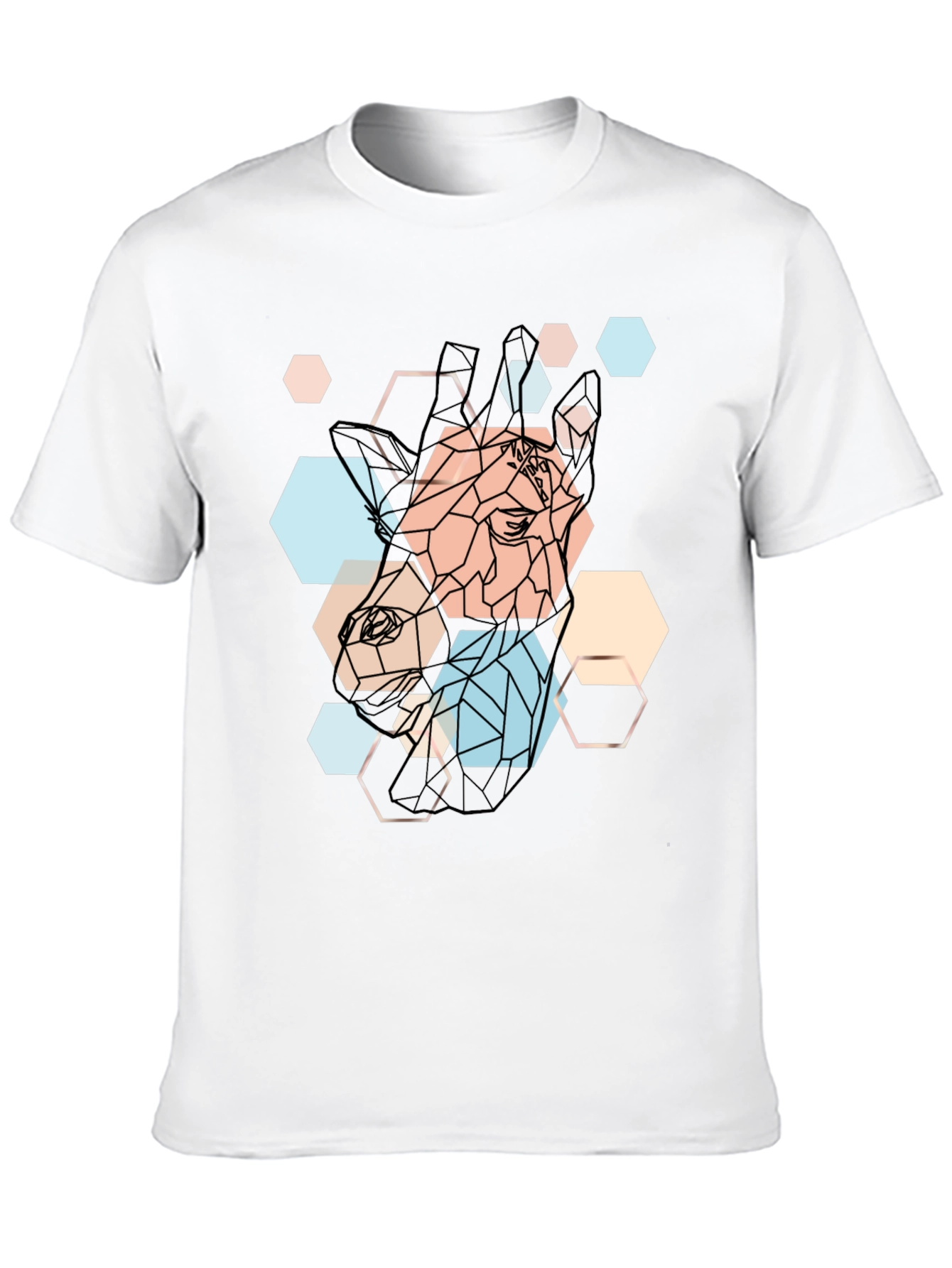 Geometric Giraffe Print Black T-Shirt