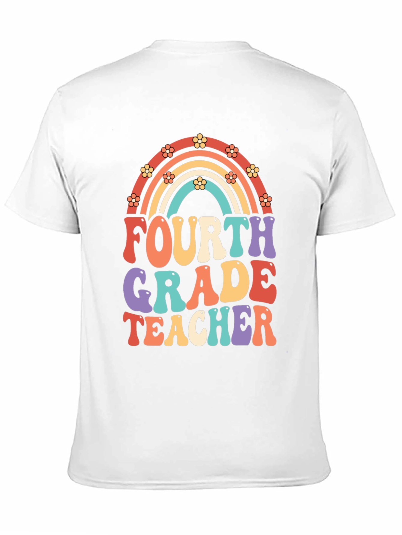 Fourth Grade Teacher Retro Rainbow T-Shirt