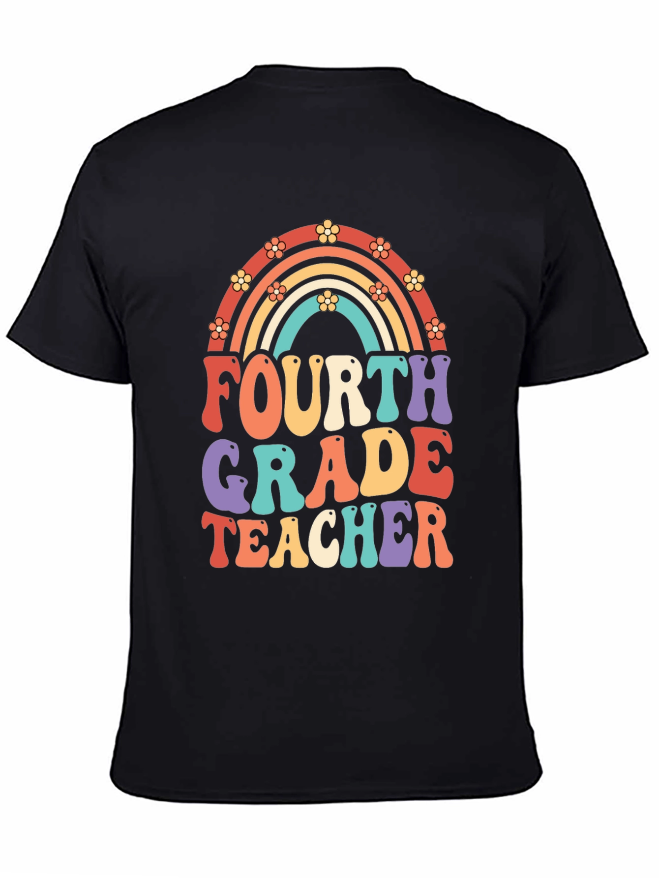 Fourth Grade Teacher Retro Rainbow T-Shirt