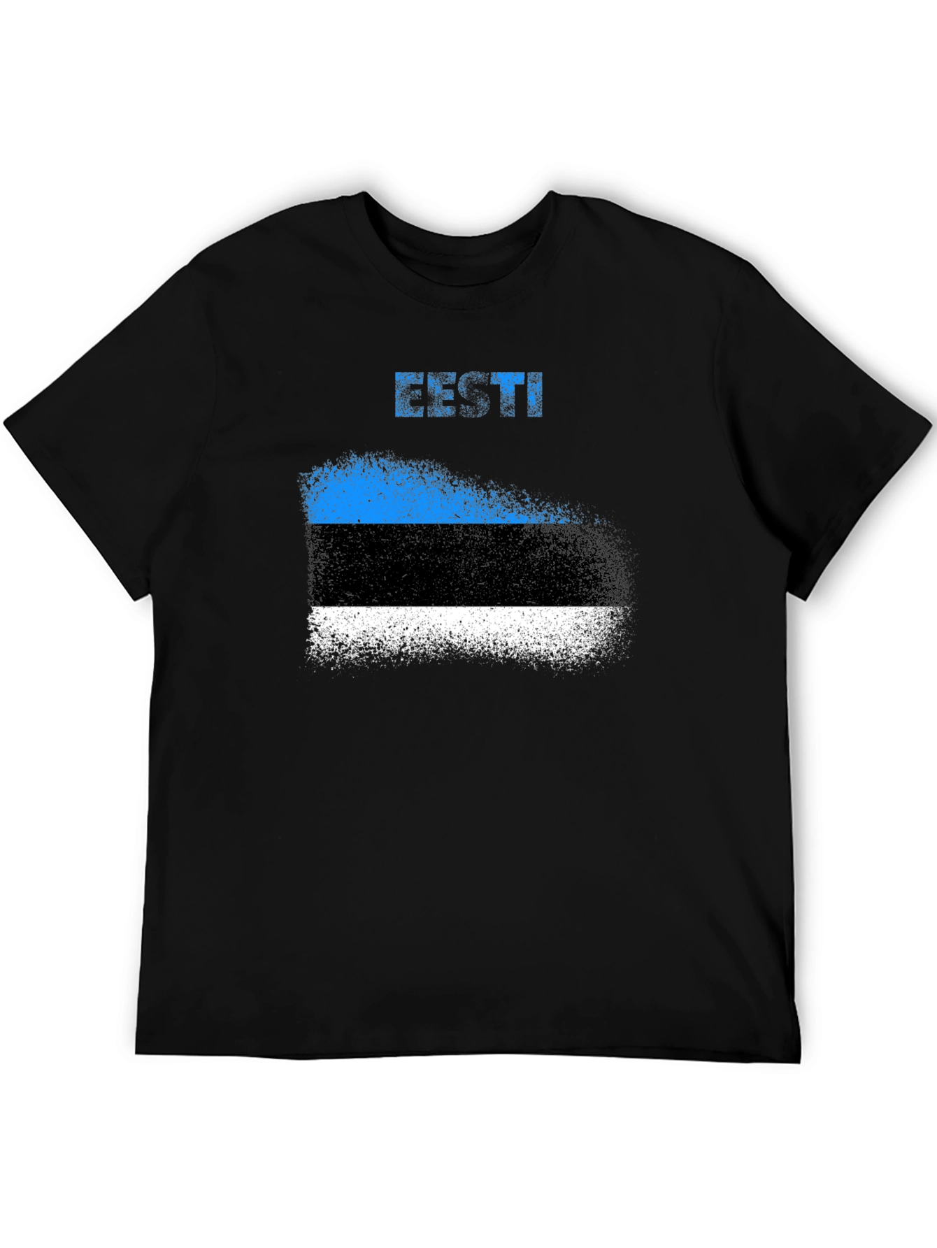 Estonia Flag Grunge T-Shirt - Black