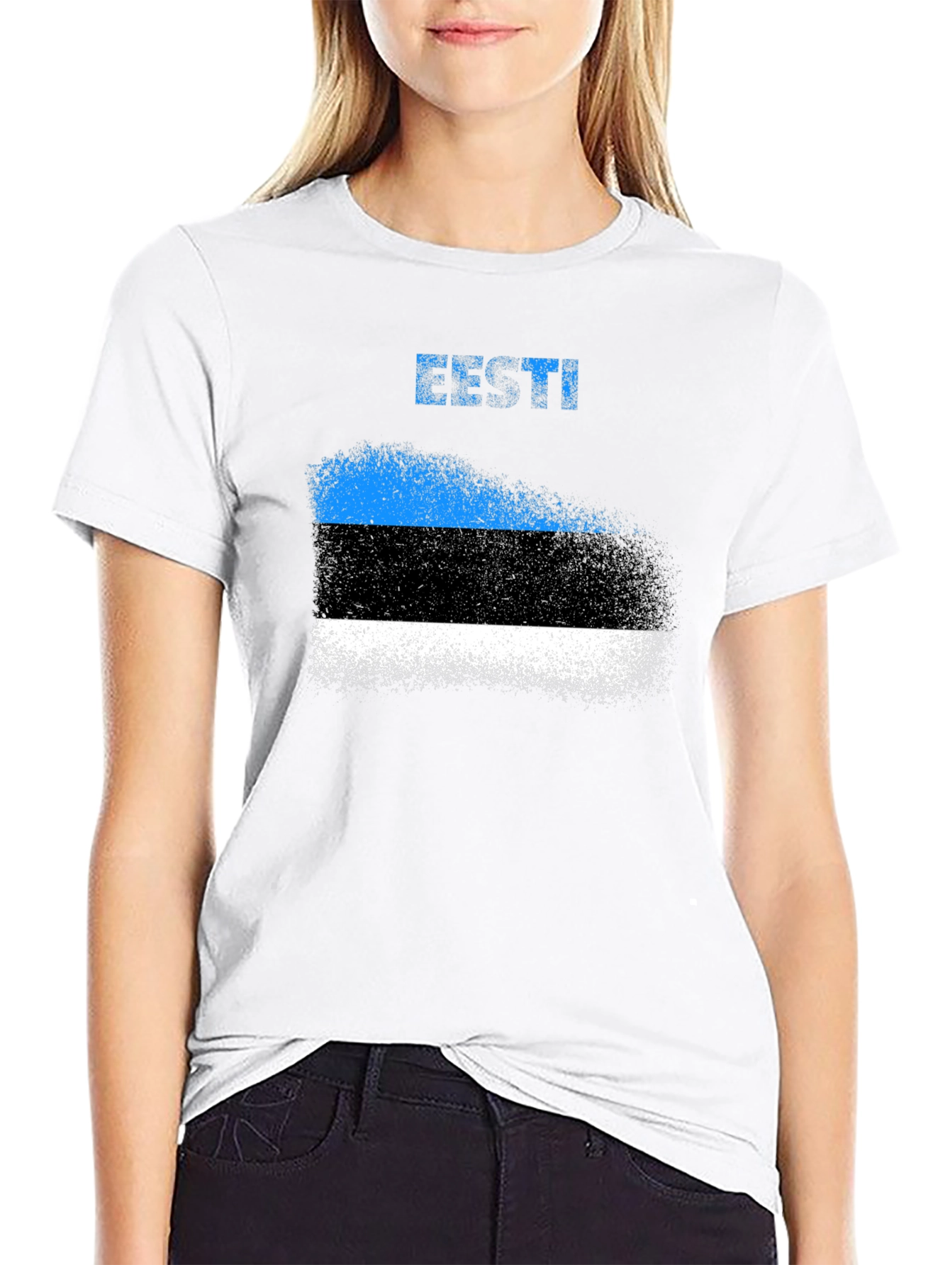 Estonia Flag Grunge T-Shirt - Black