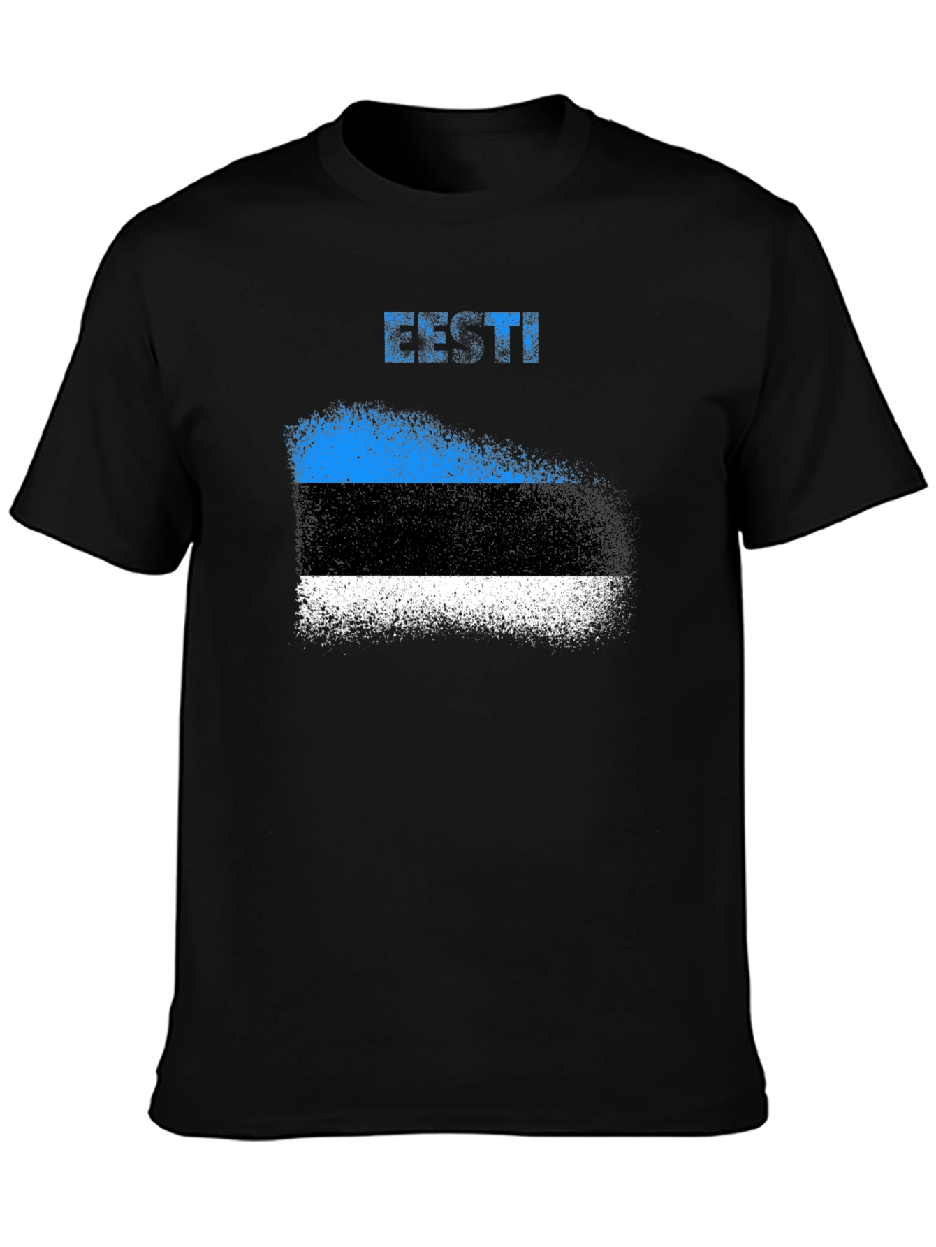 Estonia Flag Grunge T-Shirt - Black