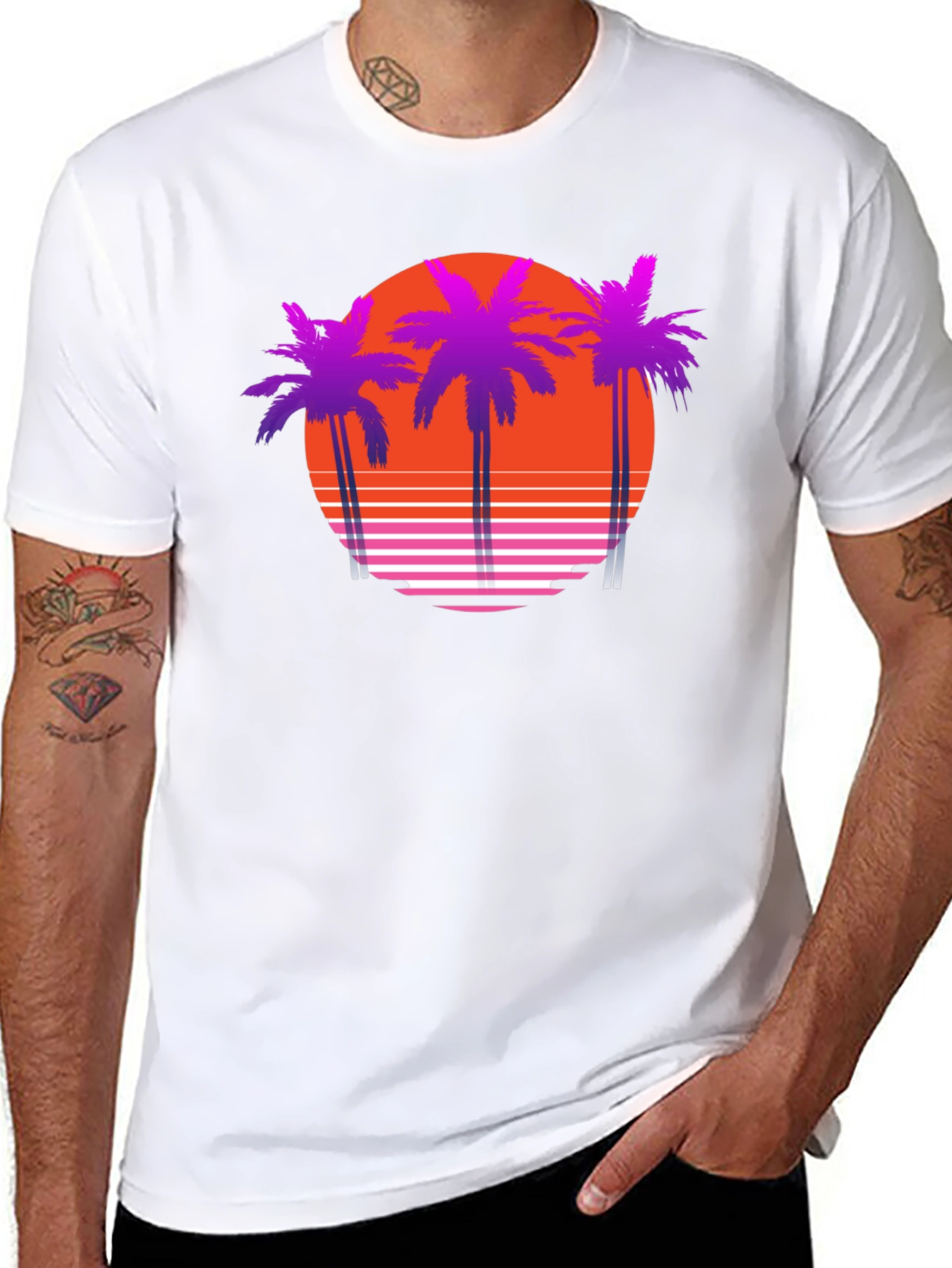 Retro Sunset Palm Tree T-Shirt