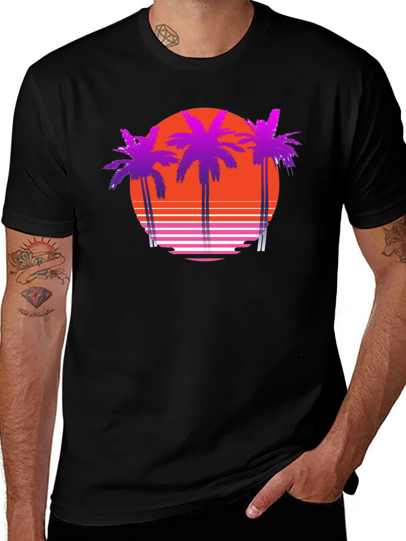 Retro Sunset Palm Tree T-Shirt